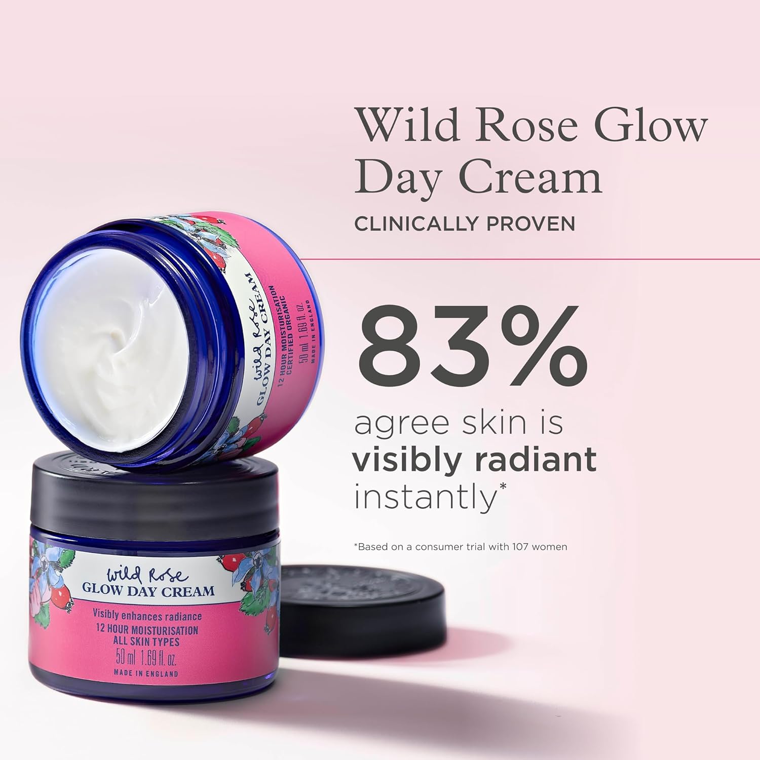 Neal's Yard Wild Rose Glow Day Cream, Hydrating & Revitalizing with Hyaluronic Acid, Moisturizes, Smooths & Plumps, 50 mL - Image 4