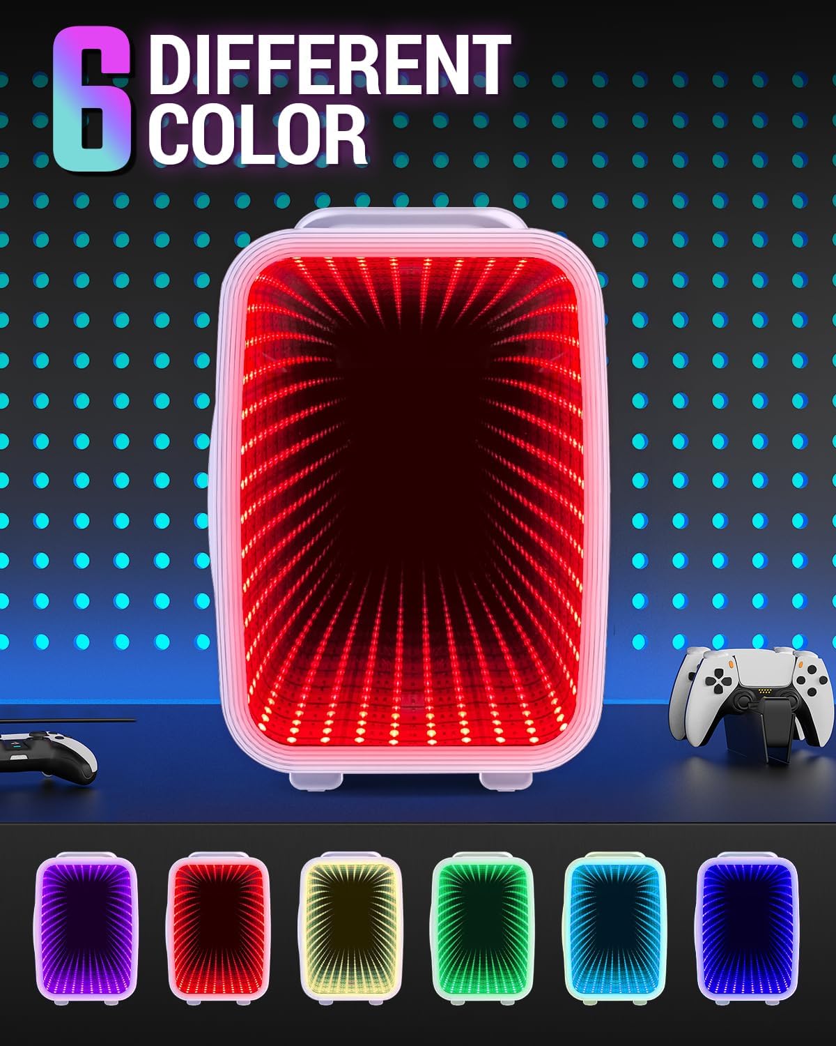 Mini frigorifero, piccolo frigorifero da 4 litri/6 lattine con luce LED dimmerabile, mini frigo portatile AC/DC, piccolo frigorifero da gioco per camera da letto, ufficio, sala giochi e auto (bianco)
