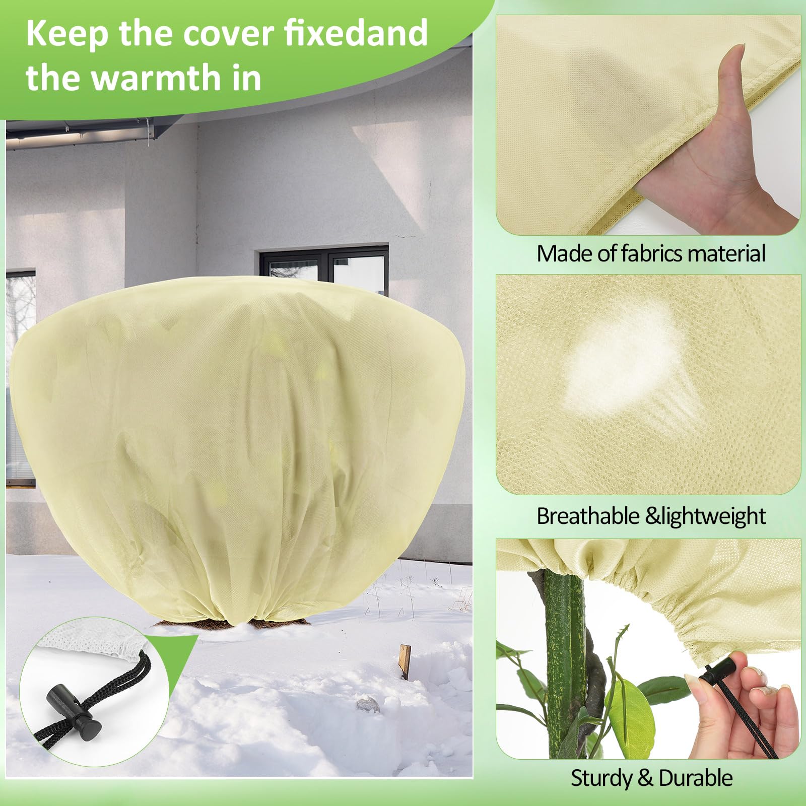 6 fundas de invierno para plantas, protección contra la congelación, 39.4 x 23.6 pulgadas, horizontales, arbustos, rosas, bolsas de protección para plantas, manta contra heladas con cordón para
