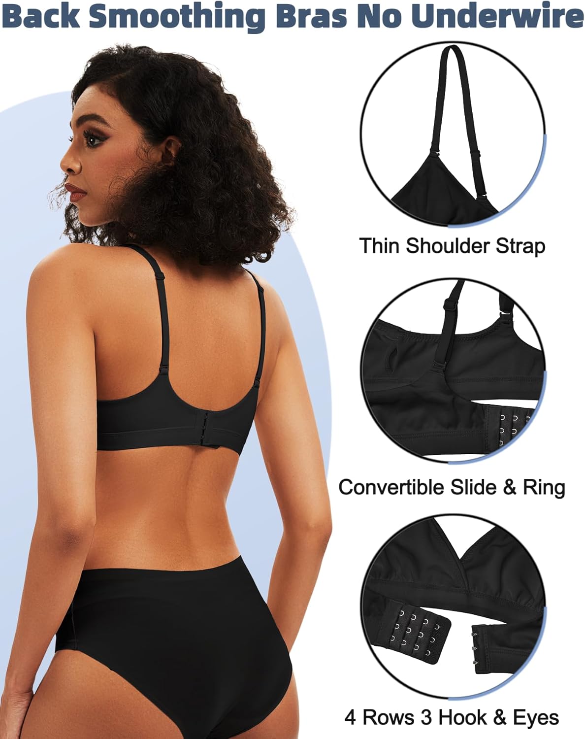 Triangle Bralette Crossover Deep V Bra, Unlined Bras for Women Seamless Bralette Sexy Low Cut Bra Wireless No Padding - Image 2