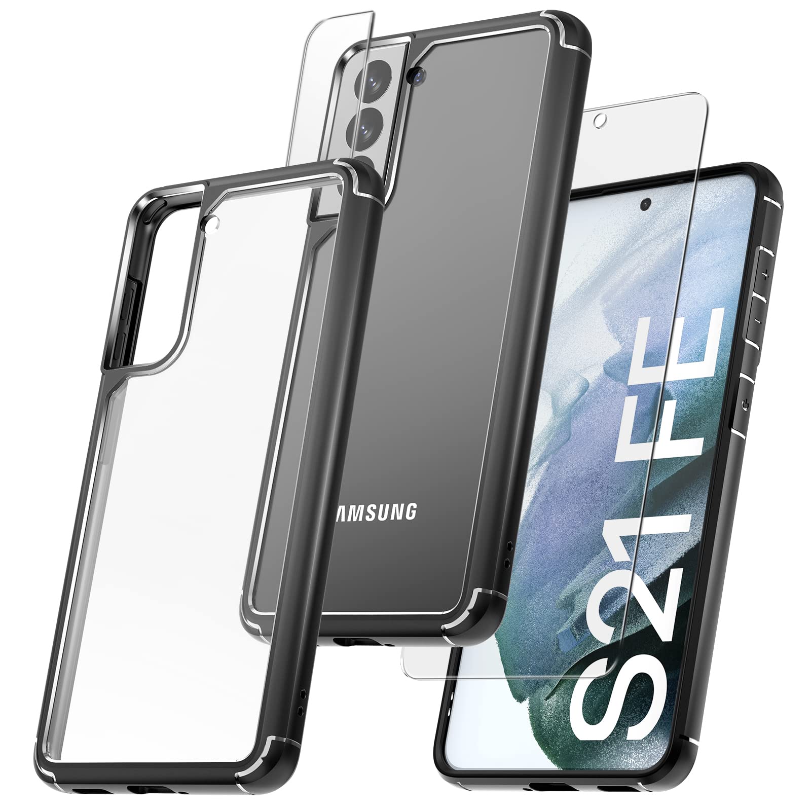 Amazon Com Tauri 5 In 1 For Samsung Galaxy S21 Fe 5g Case Military Grade Drop Protection With 2 Tempered Glass Screen Protectors 2 Camera Lens Protectors Shockproof Slim Thin Cover 6 4