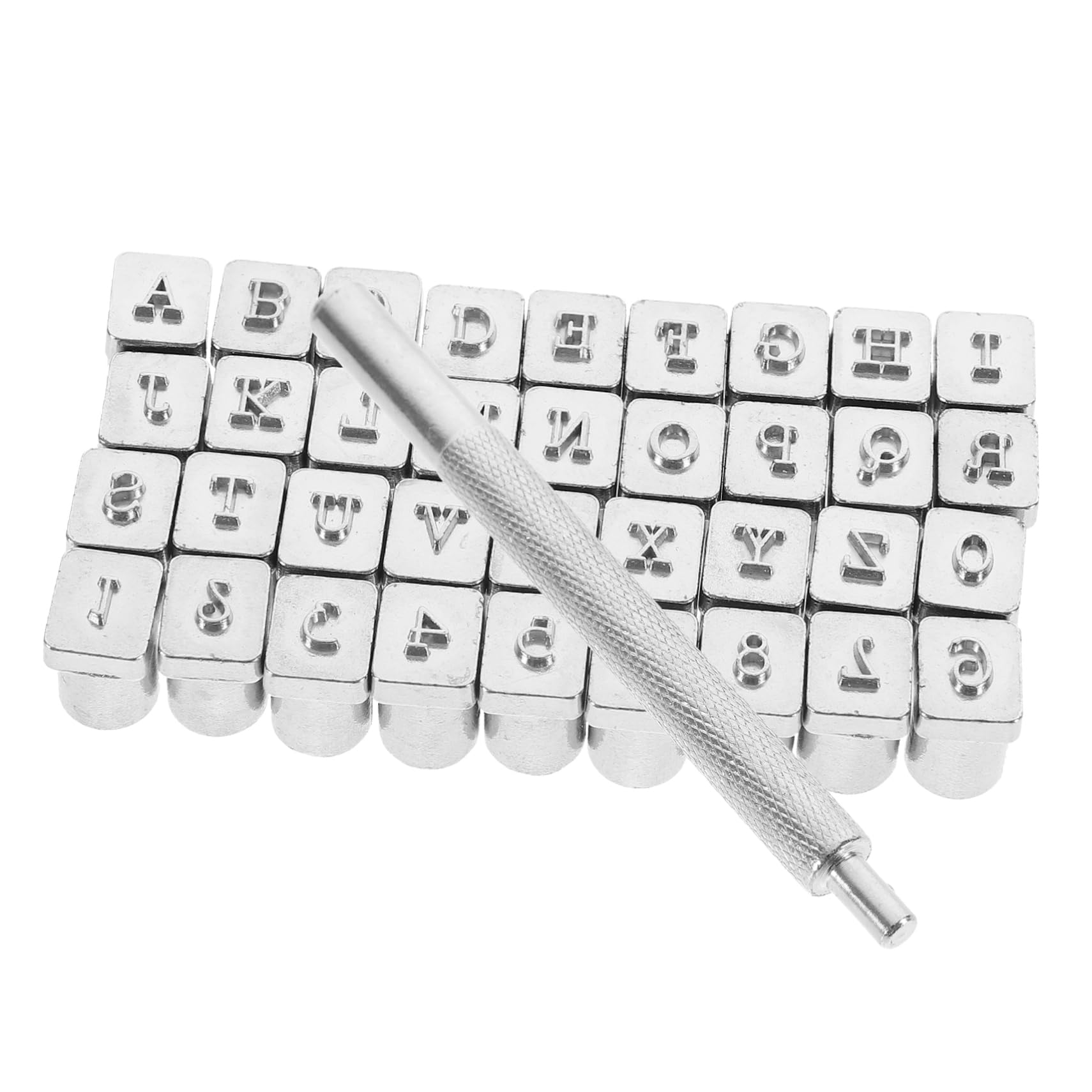 ERINGOGO Alloy Stamping Tools Set 36pcs Letter Stamps for Leather Craft Simple Handle Punch Tool for DIY Belts Purses