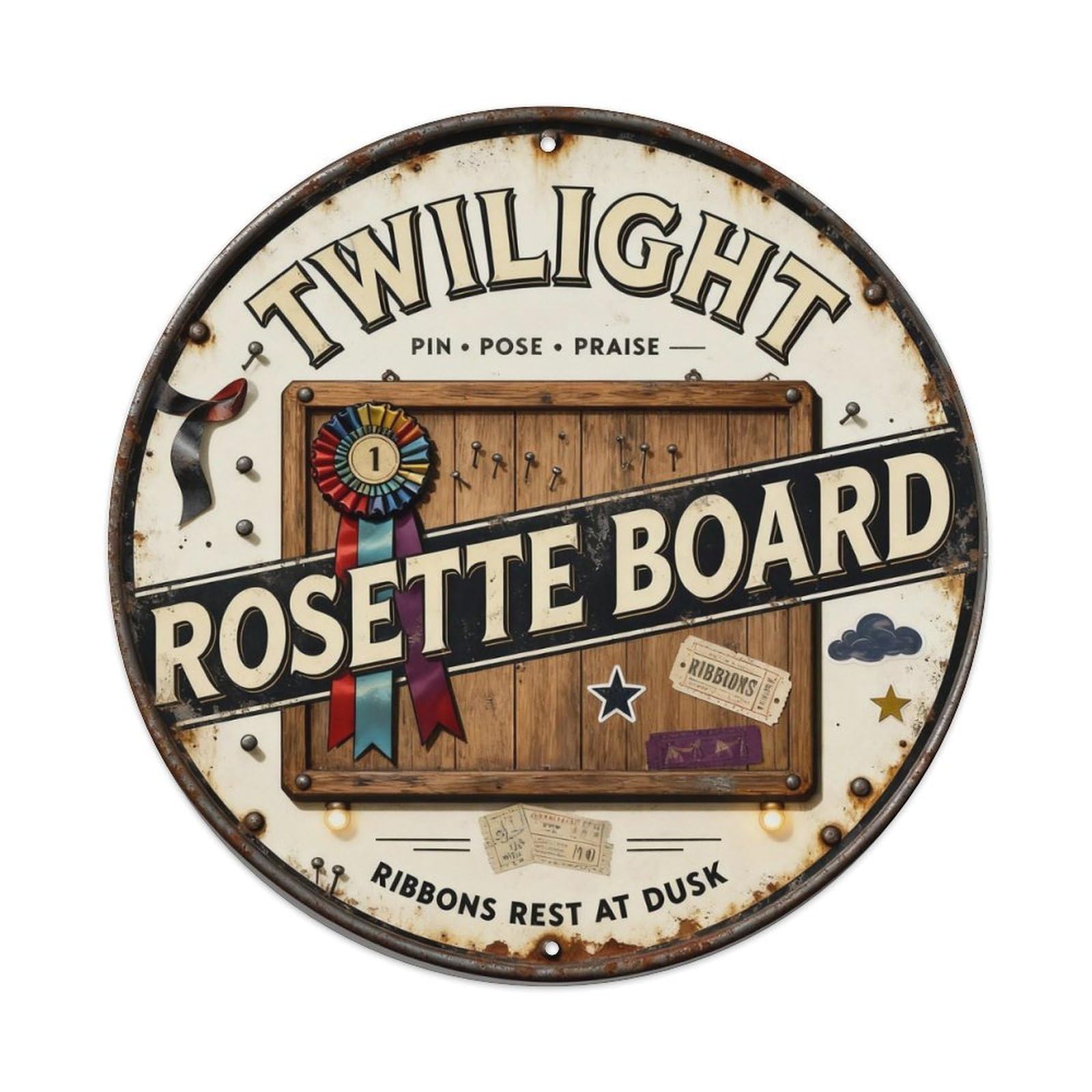 Twilight Rosette Board Sign Metal Tin Sign Plaque