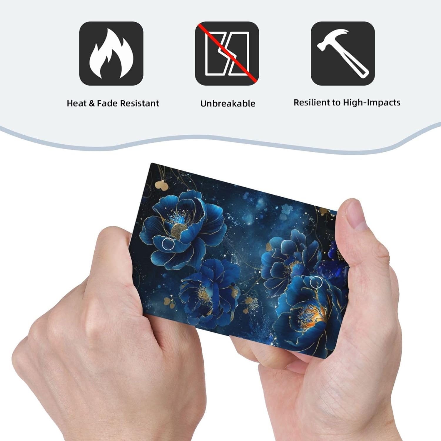 Decorative Light Switch Plate Covers Fantasy Dark Blue Golden Flowers Peony 1 Gang No Device Switch Cover Plate Single Blank Wall Plate Switchplate Electrical Faceplate for Bedroom Decor