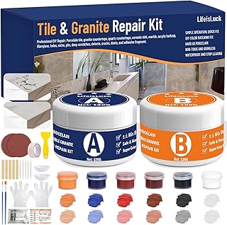 Marble and Granite Countertop Repair Kit, 4.2 OZ Ceramic Tile Chip Repair Kit Marble Scratch Remover, Porcelain Stone and Quartz Countertops Repair for Tile Cracks, Holes, Dents, Chipped Edges Corners