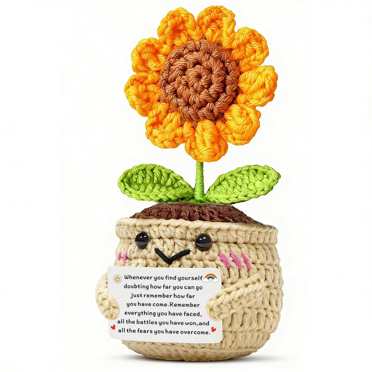 JMIMO Graduation Gifts for Her Him Inspirational Positive Handmade Sunflower Crochet Class of 2026 Student Graduation Gifts University College Middle High School Graduate Souvenir for Senior Students