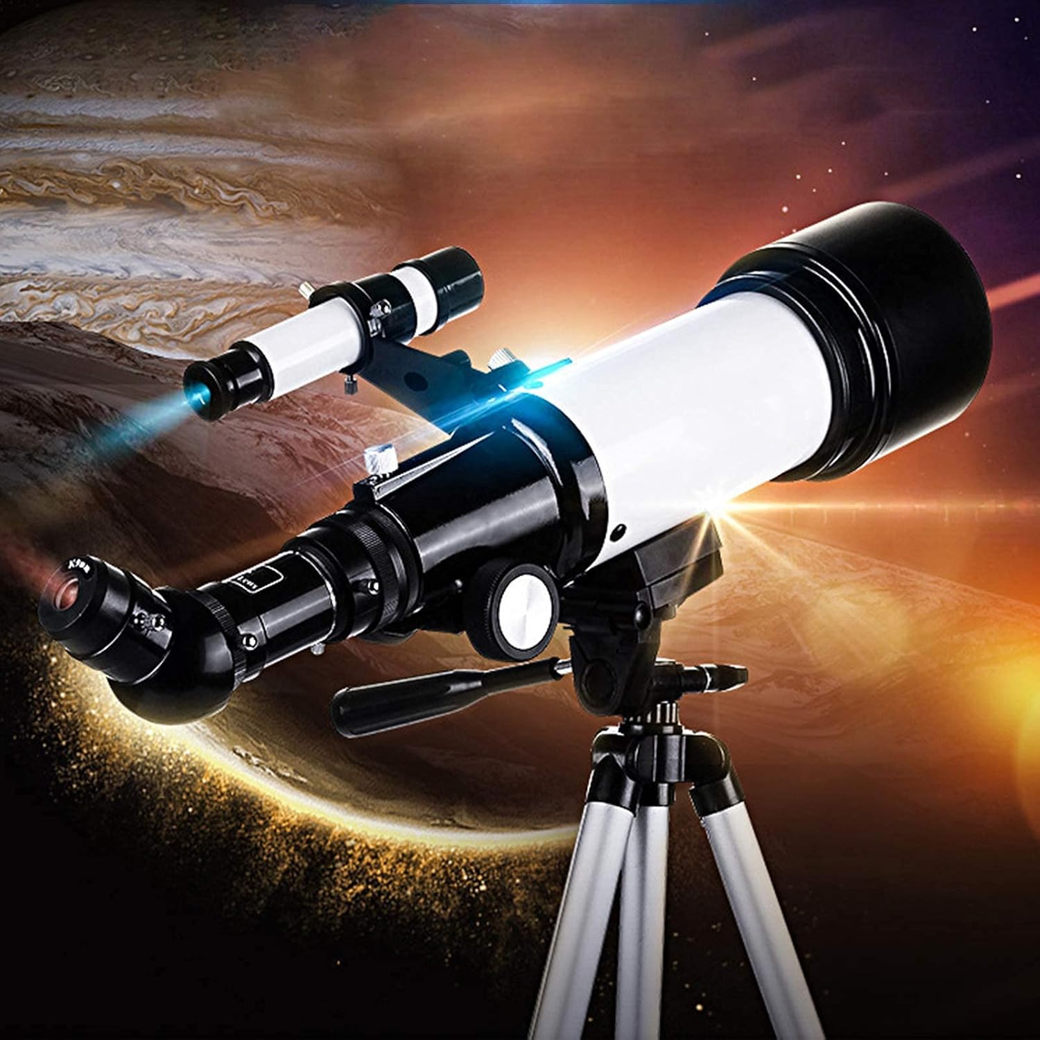 Super Binoculars 70MM Beginners Telescope Astronomical Monocular Travel Telescope 16X & 40X Professional Reflector with Adjustable Tripod & Finder Scope & 2 eyepieces for Kids and Adults