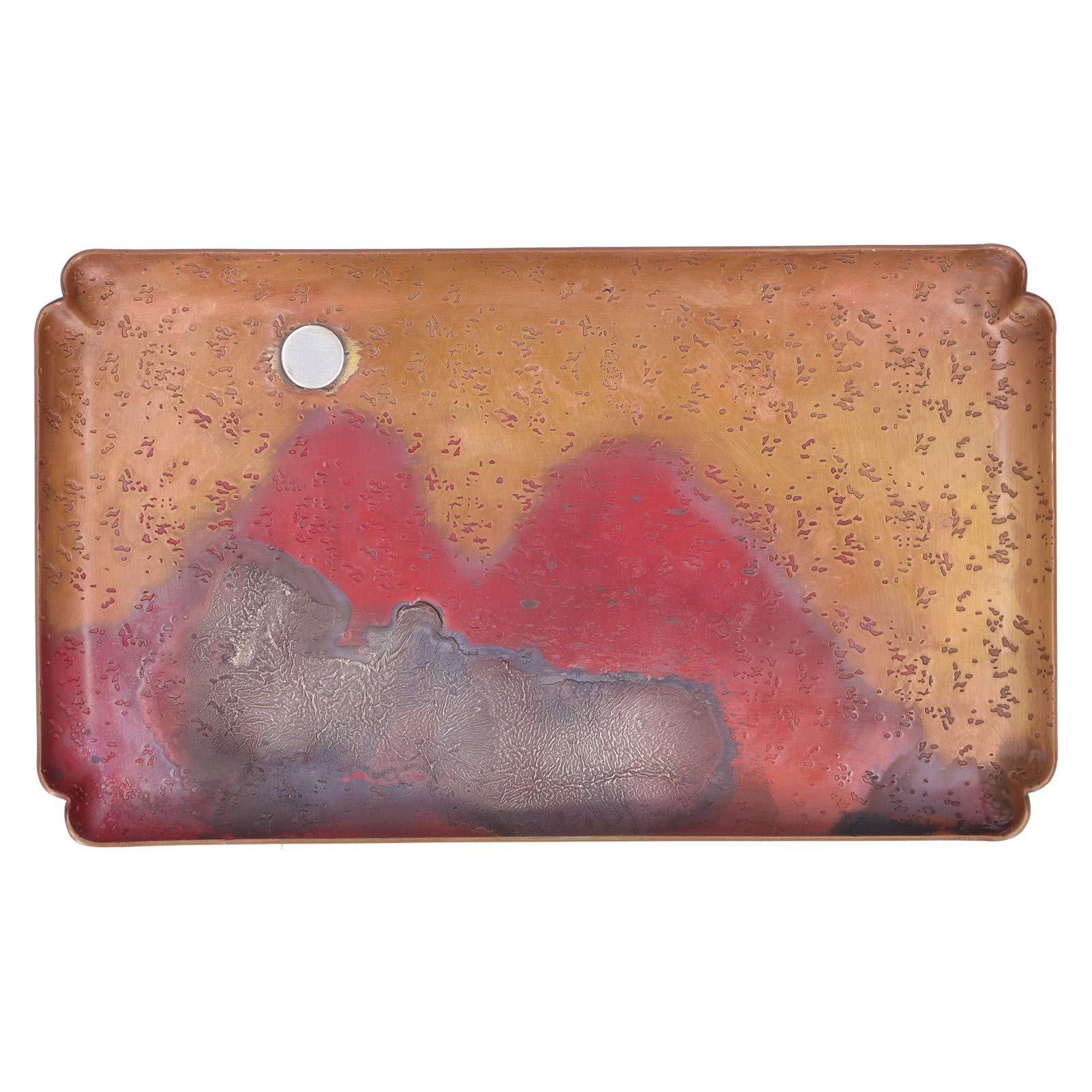 Omabeta Rotes Kupfer-Teetablett, Elegantes Design, Servierplatte für Teezeremonien, Haushalts- und Küchenzubehör, Ca.14x24cm
