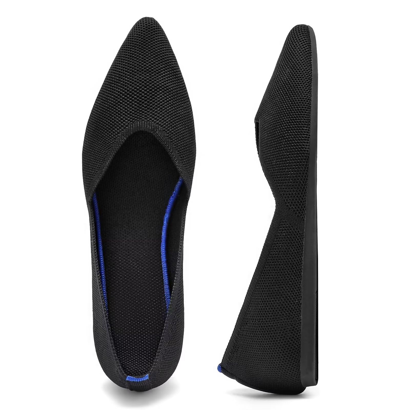 Frank Mully Scarpe basse da donna, classiche, a punta, lavorate a maglia, morbide, comode ed eleganti