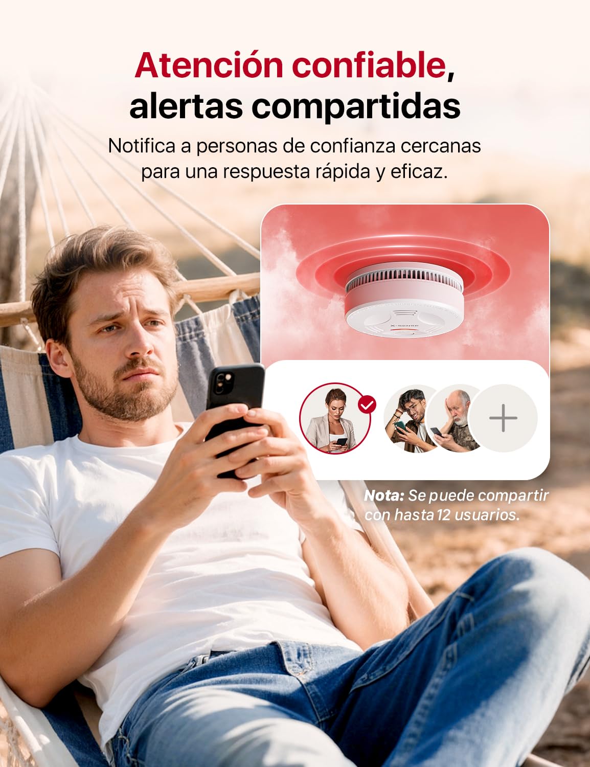 X-Sense Detector de humo para el hogar, requiere estación base SBS50, control todo en uno con la aplicación X-Sense Home Security, SD11-MR, paquete de 3