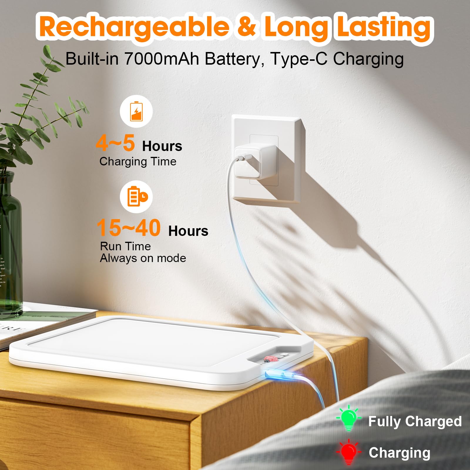 Lámpara de techo recargable con sensor de movimiento y control remoto, 3 temperaturas de color (3000 K/4500 K/6500 K), temporizador y pilas USB-C para baño, ducha, escaleras, pasillo, garaje, despensa