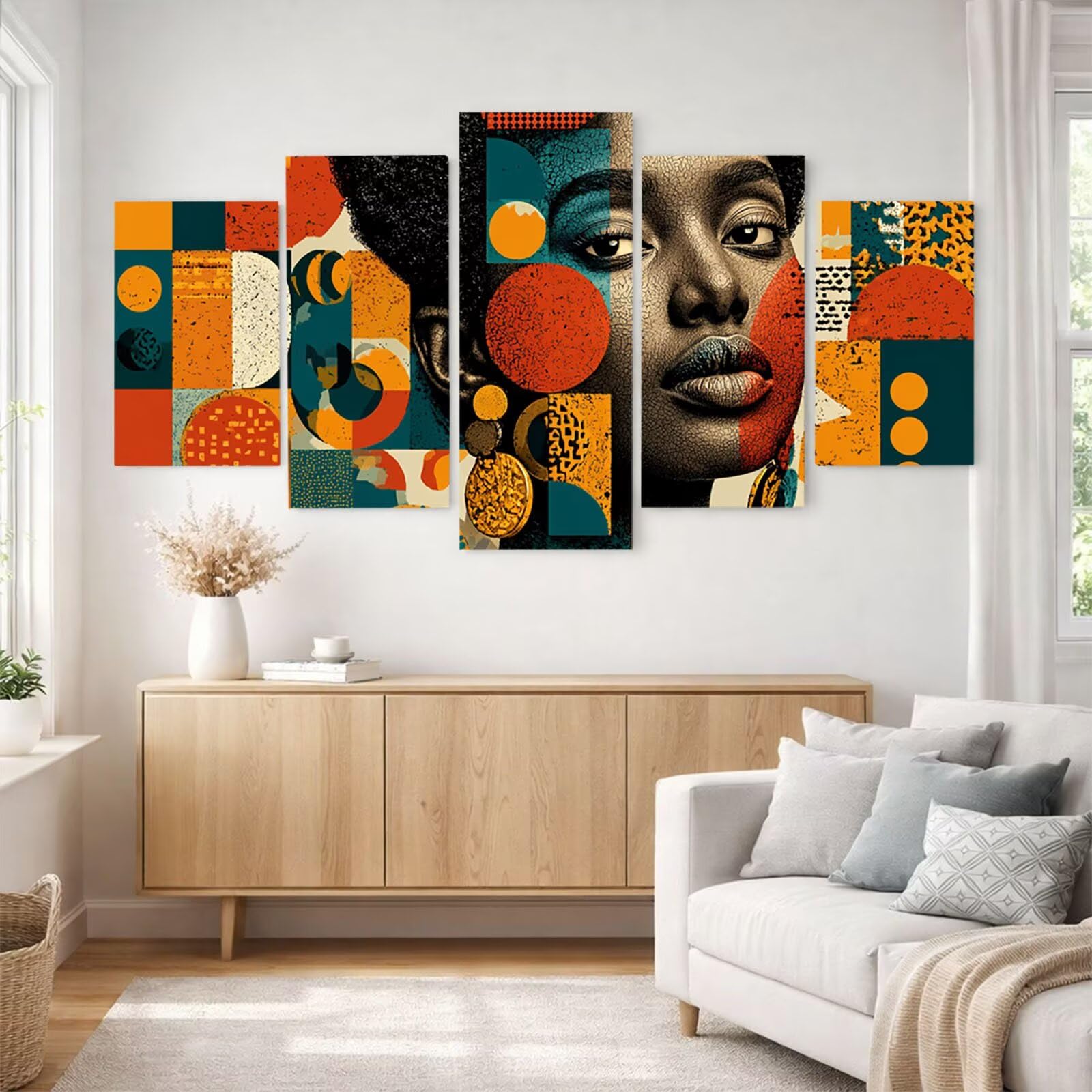 5 Pack Leuchtend Malen Nach Zahlen Erwachsene Abstrakt YCBZ-2666 | DIY Set Erwachsene mit Pinselset Acrylfarben Set Fünf Leinwand zum Bemalen Frau für Deko Wohnzimmer Geschenke für Frauen