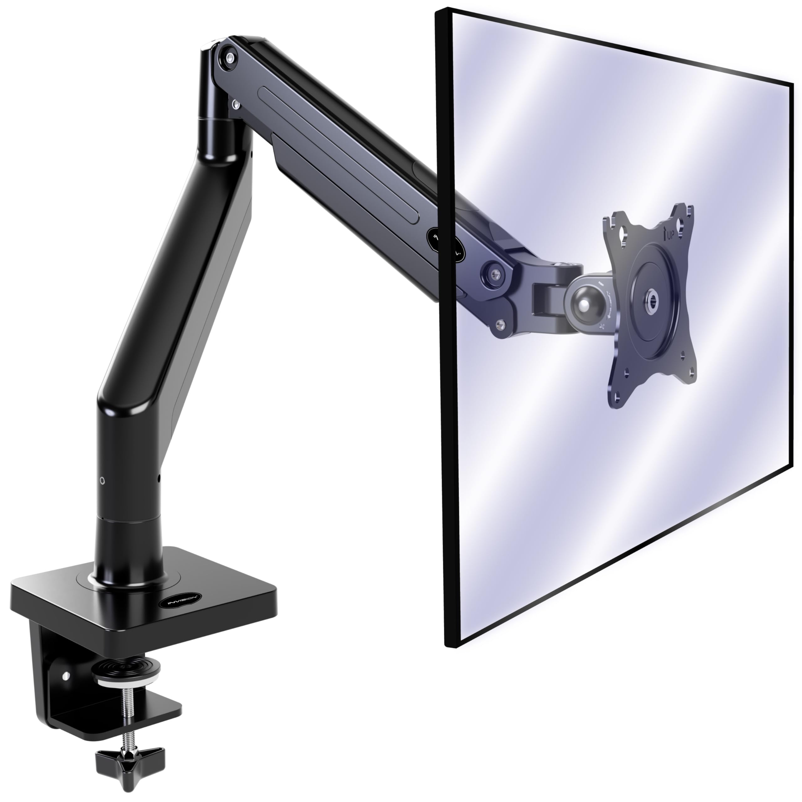 Invision Supporto Braccio Monitor per Schermi 24-40 pollici Morsetto Tavolo Ergonomico Regolabile in Altezza VESA 75-100mm 2-15kg (MX450)
