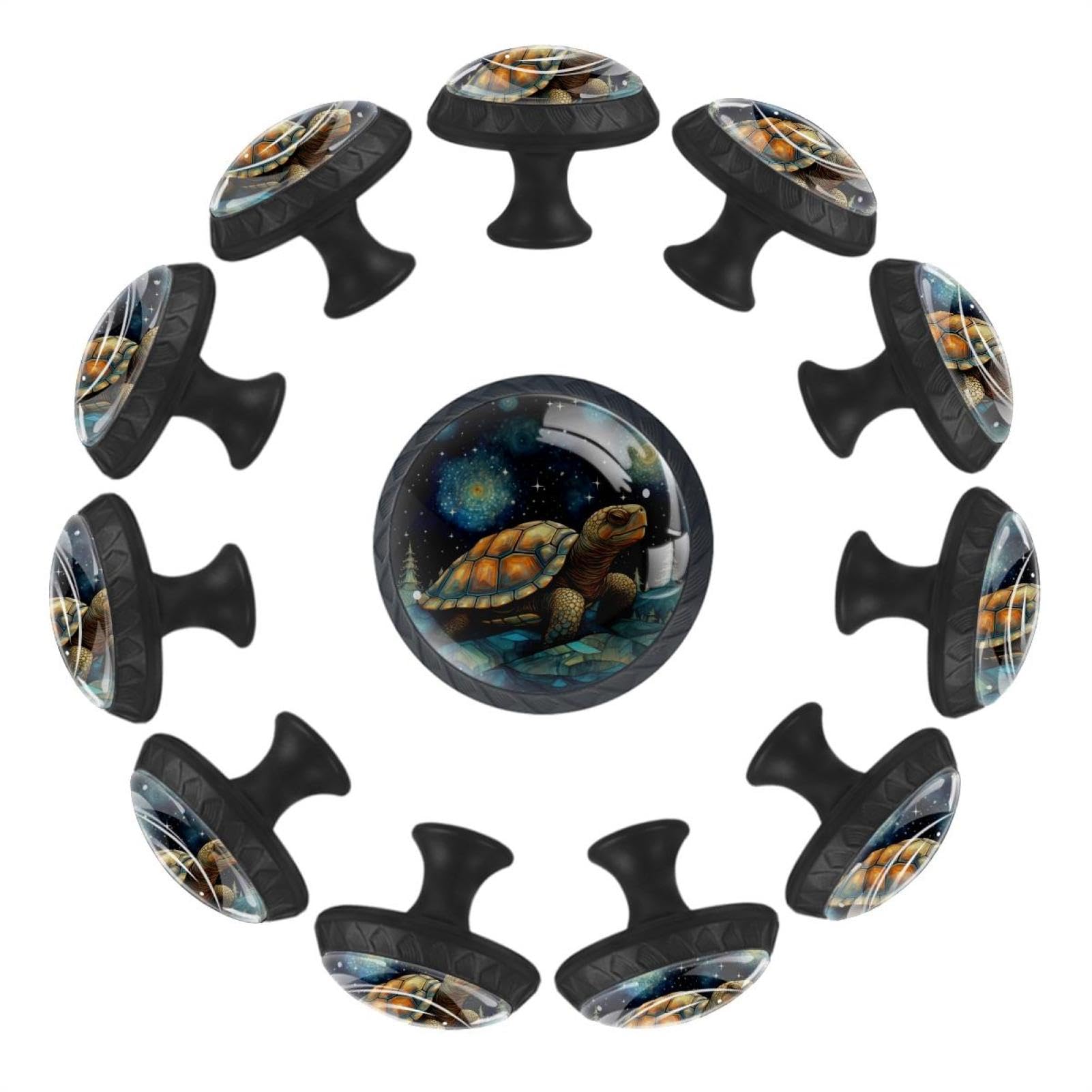 Boutons de tiroir en verre transparent ronds et robustes motif tortue