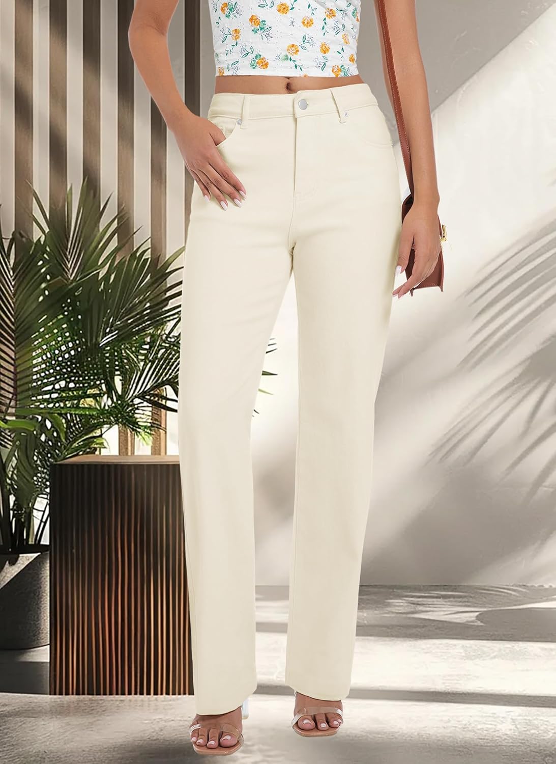 Tsher Women’s High Waisted Jeans Stretchy Straight Leg Loose Fit Denim Pants Lightweight Tummy Control Trendy Jeans for Women - Image 4