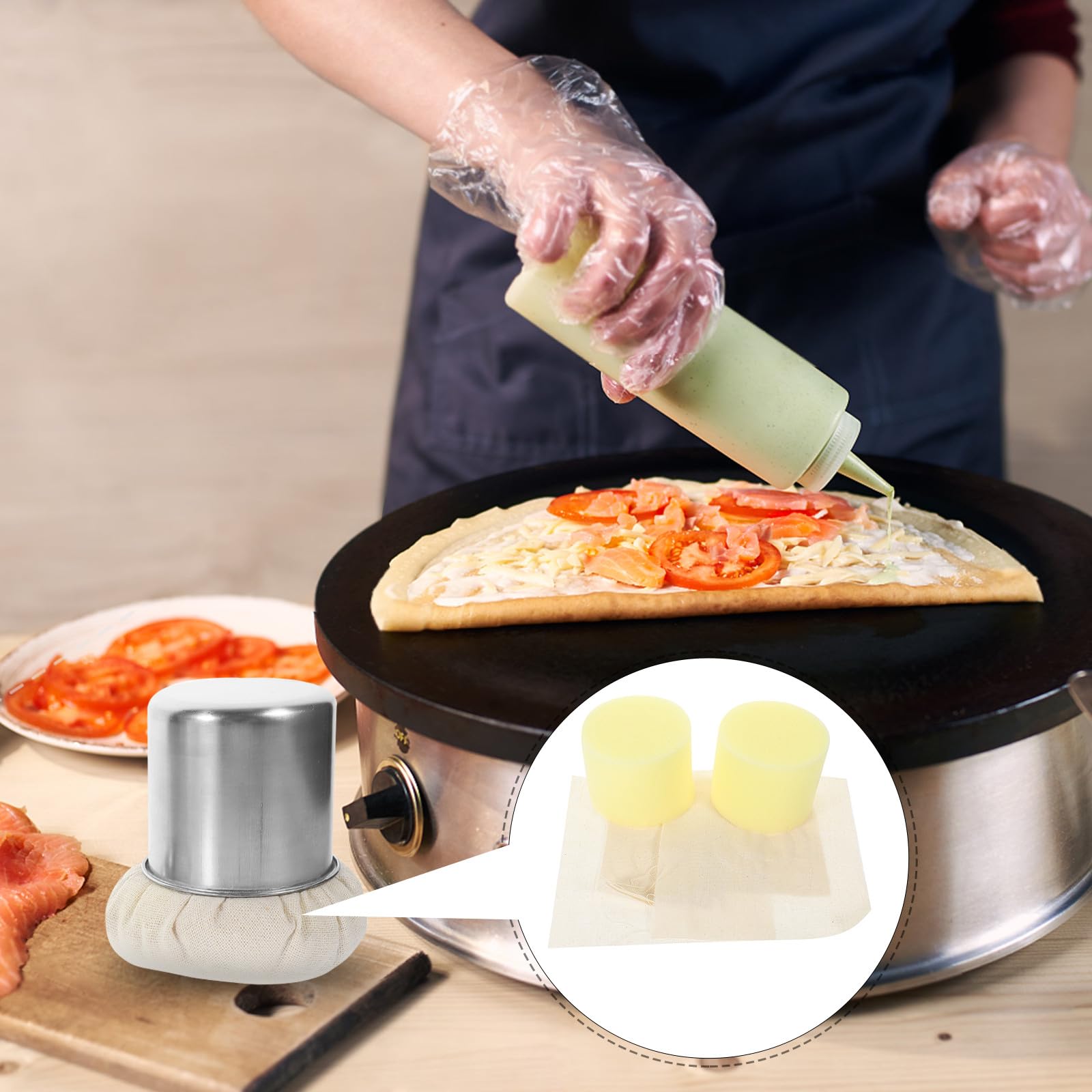 Tofficu 2 Tissus 2 Noyaux Brosse À Huile Pour Crêpes Avec Plateau Pratique Outil De Cuisine Multifonctionnel Pour Badigeonner Et Répartir L’Huile Uniformément