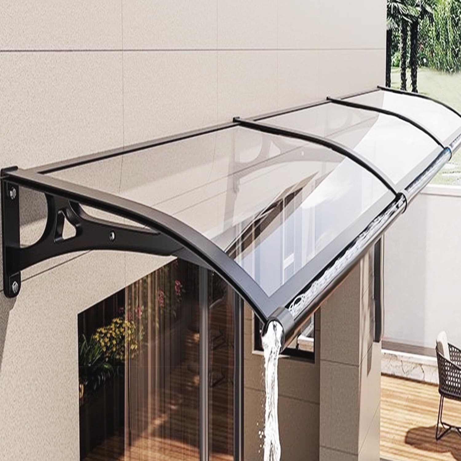 Awning for Door Entrance, Aluminum Alloy Window Awning Door Canopy, Polycarbonate Cover Awnings Exterior with Metal Bracket Easy to Install for Sun