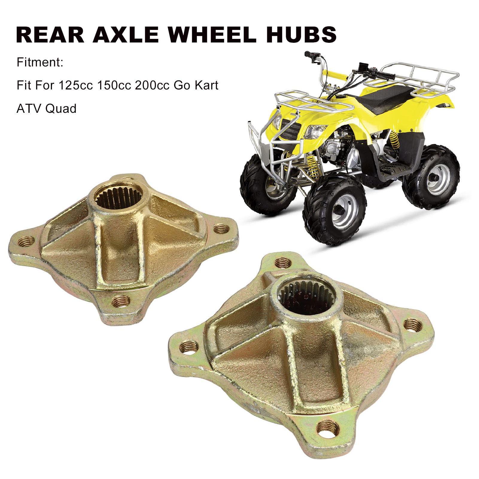 Moyeu d'essieu arrière de roue kuuleyn, 1 paire 4 étalons 24t môtes de roue d'essieu arrière spline 25 mm pour 125cc 150cc 200cc go kart atv quad