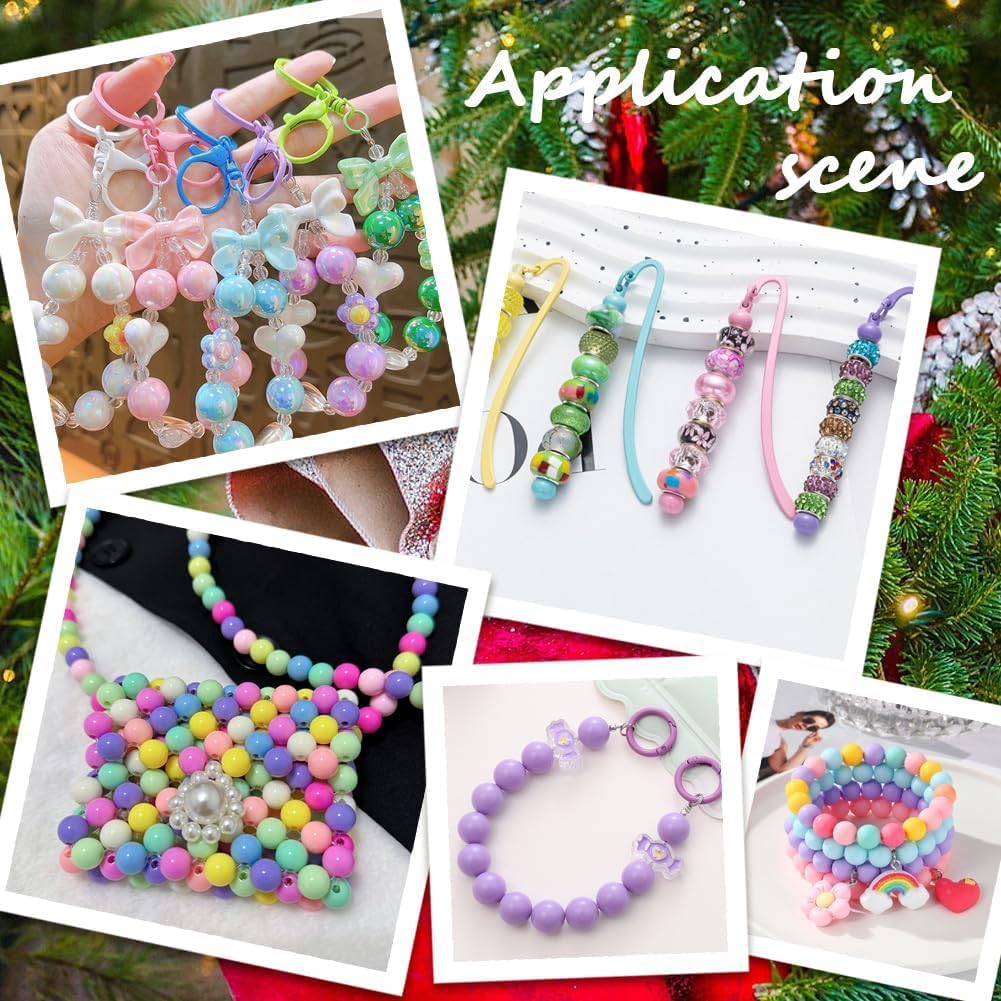 100Pcs 5 Colors 16mm Acrylic Beads Bulk Christmas Theme Beads Bubblegum AB Color Beadable Pens Opaque Chunk Bead for Jewelry Making Beading Supplies Earrings Bracelets Necklaces Adult - Image 5