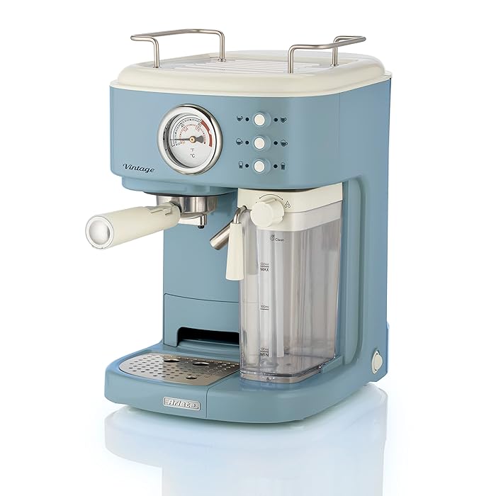 Buy Ariete Vintage Blue Italian Design Espresso Coffee Machine, 20 Bar, With Automatic Milk