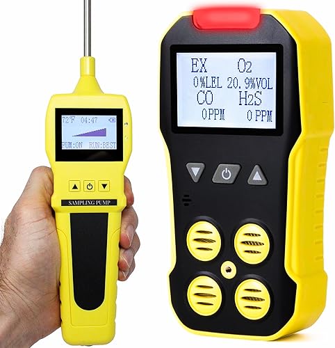 Forensics Detectors - Monitor de gas 4 + bomba | Certificado de calibración NIST de EE. UU. | Recarga USB | 4 gases con sonda para espacio confinado