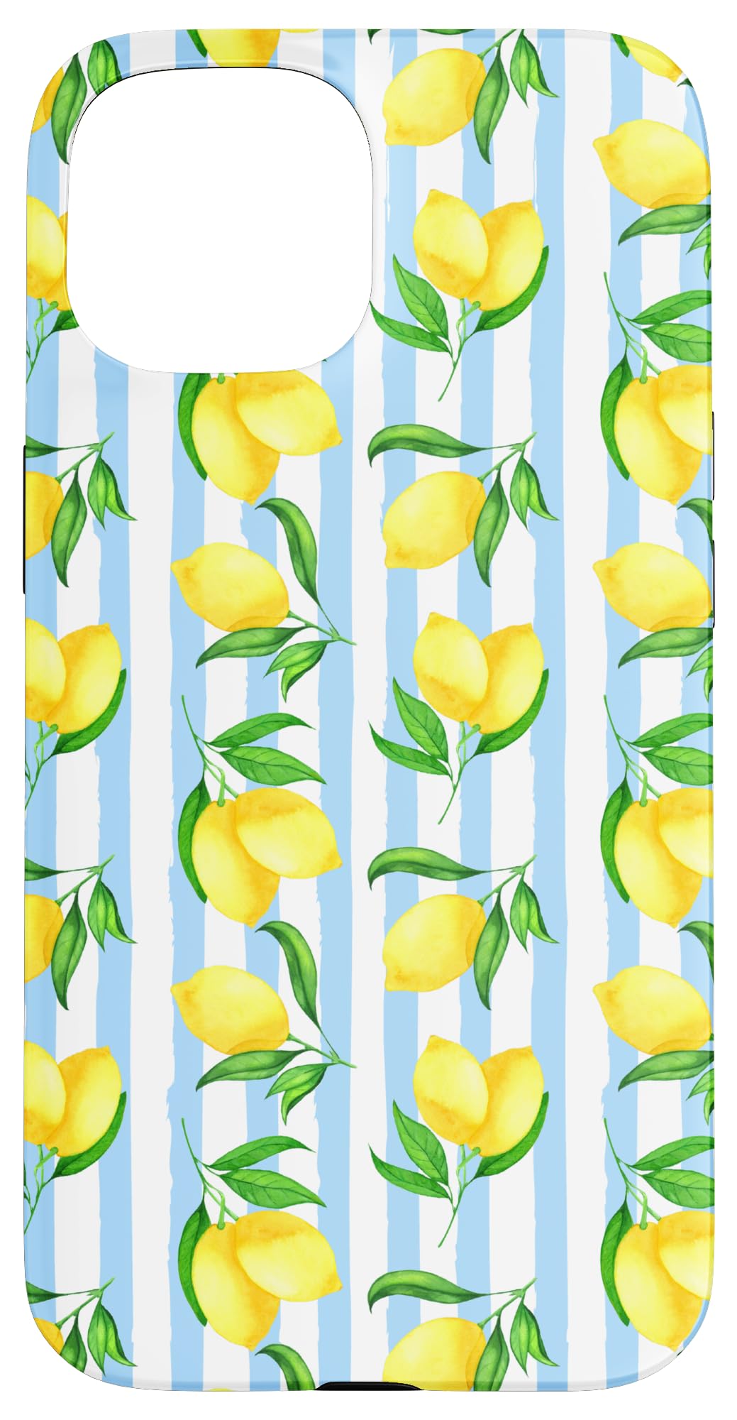 Blue Stripes Lemon Preppy Aesthetic Girly Cute Summer spring Case for iPhone 15