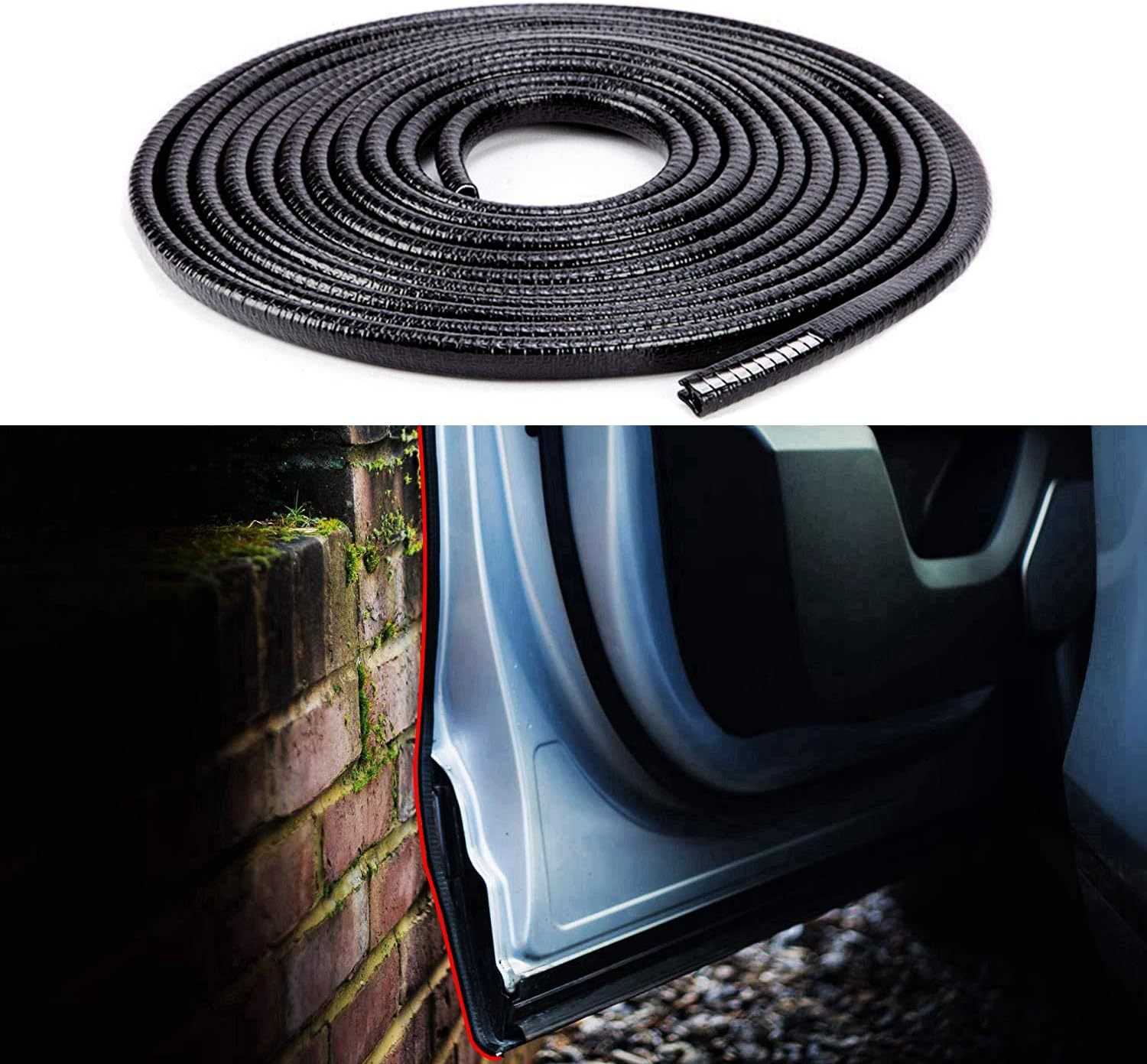 Goodream Door Edge Guard Protector, U Shape Edge Trim Black Rubber Seal for Most Car SUV Truck (16Ft)