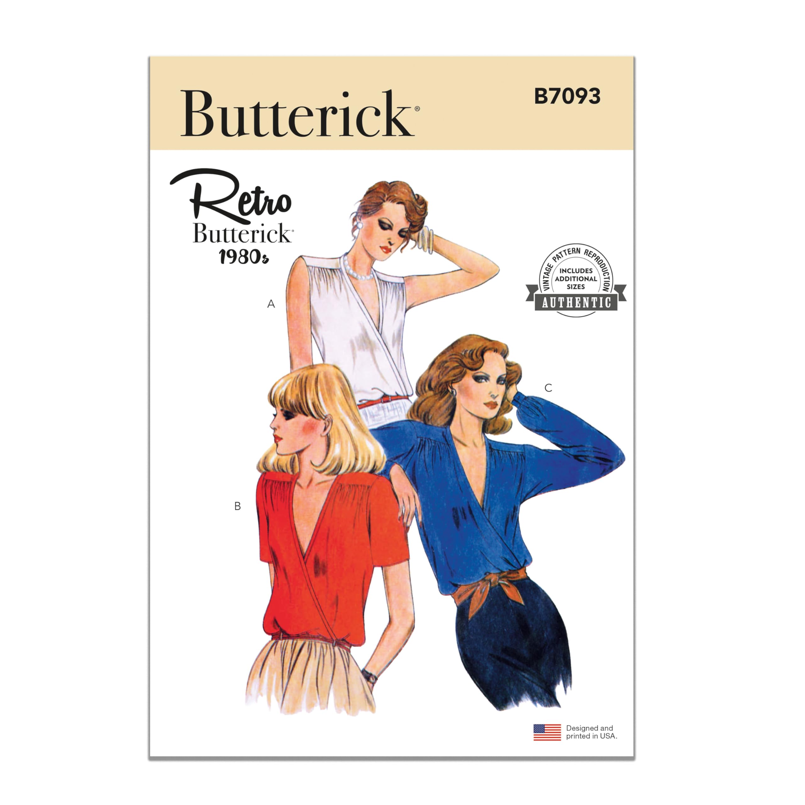 Butterick B7093 Sewing Pattern for Misses' Blouse