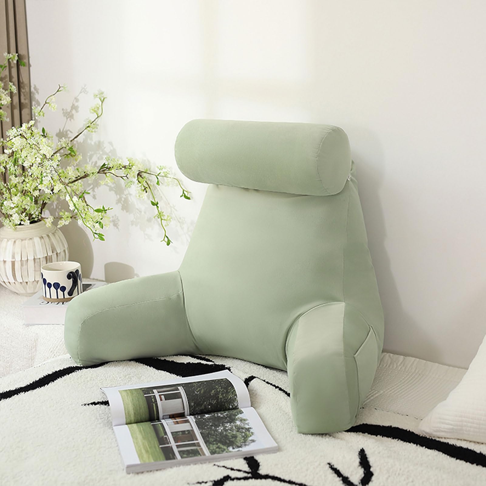 YKMYXZ support pillow， Back Rest Lumbar SupportSeat CushionChair Cushion,For,Ergonomic Design TV(Sky Green,75x40x40cm)