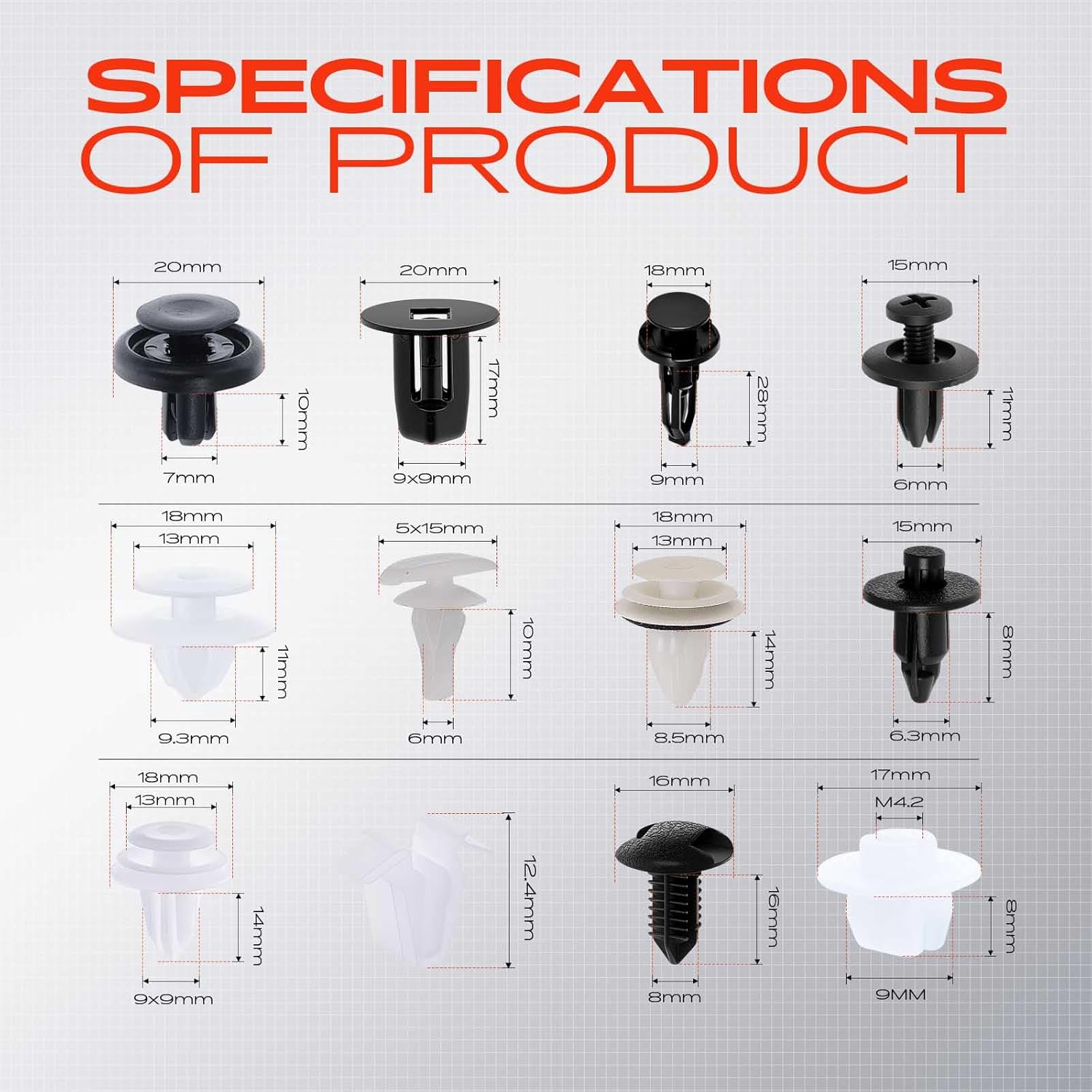 A-Premium 115 PCS 12 Sizes Car Retainer Clips Kit Compatible with Toyota Tundra 2014-2023 Front Rear Bumper Fender Grille Door Auto Push Pin Plastic Rivet Fastener Replacement Set, w/Removal Tool