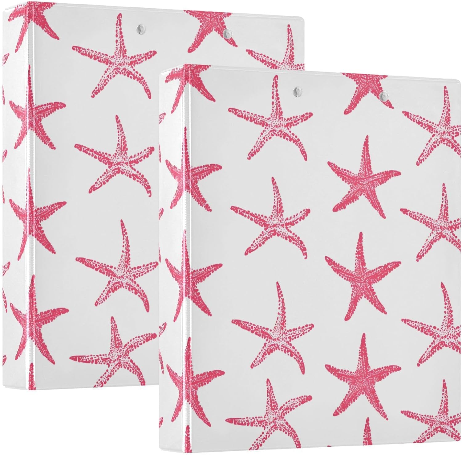 3 Ring Binder Pink Starfish Nautical Coastal Ocean C 1.5 inch Binders Three Ring Binders with Clipboard Fit 8.5'' x 11'' Paper 3 Interior PVC Clear Pockets for Office Supplies - Image 9