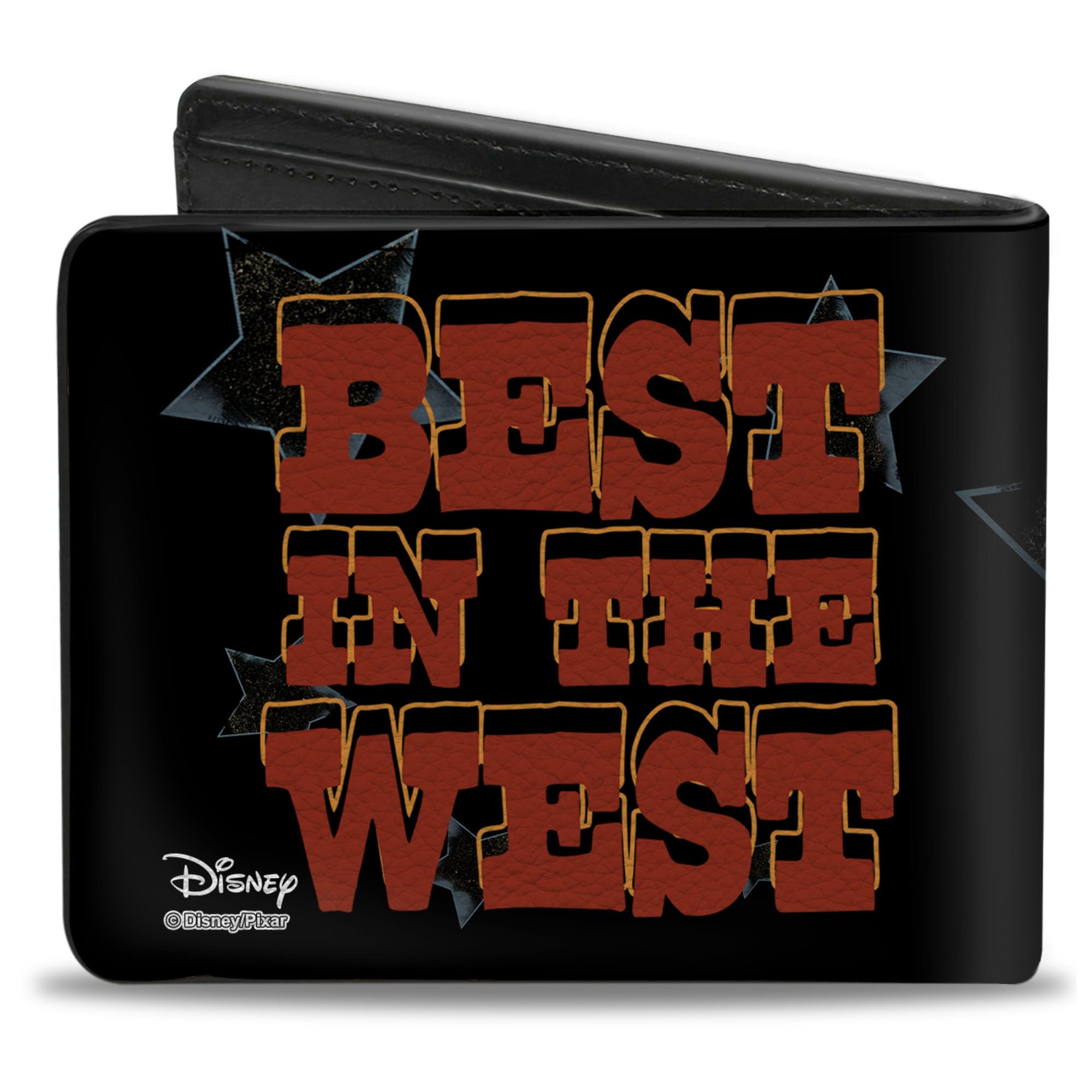 Buckle-Down Men's Disney Wallet, Bifold, Toy Story Woody Stop Pulling My String Best in The West, Vegan Leather, 4.0