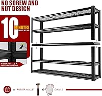 Vista 7 de Estantería de garaje de 60" de ancho x 72" de alto x 24" de profundidad, estantes de metal ajustables de 5 niveles resistentes, unidad de estante