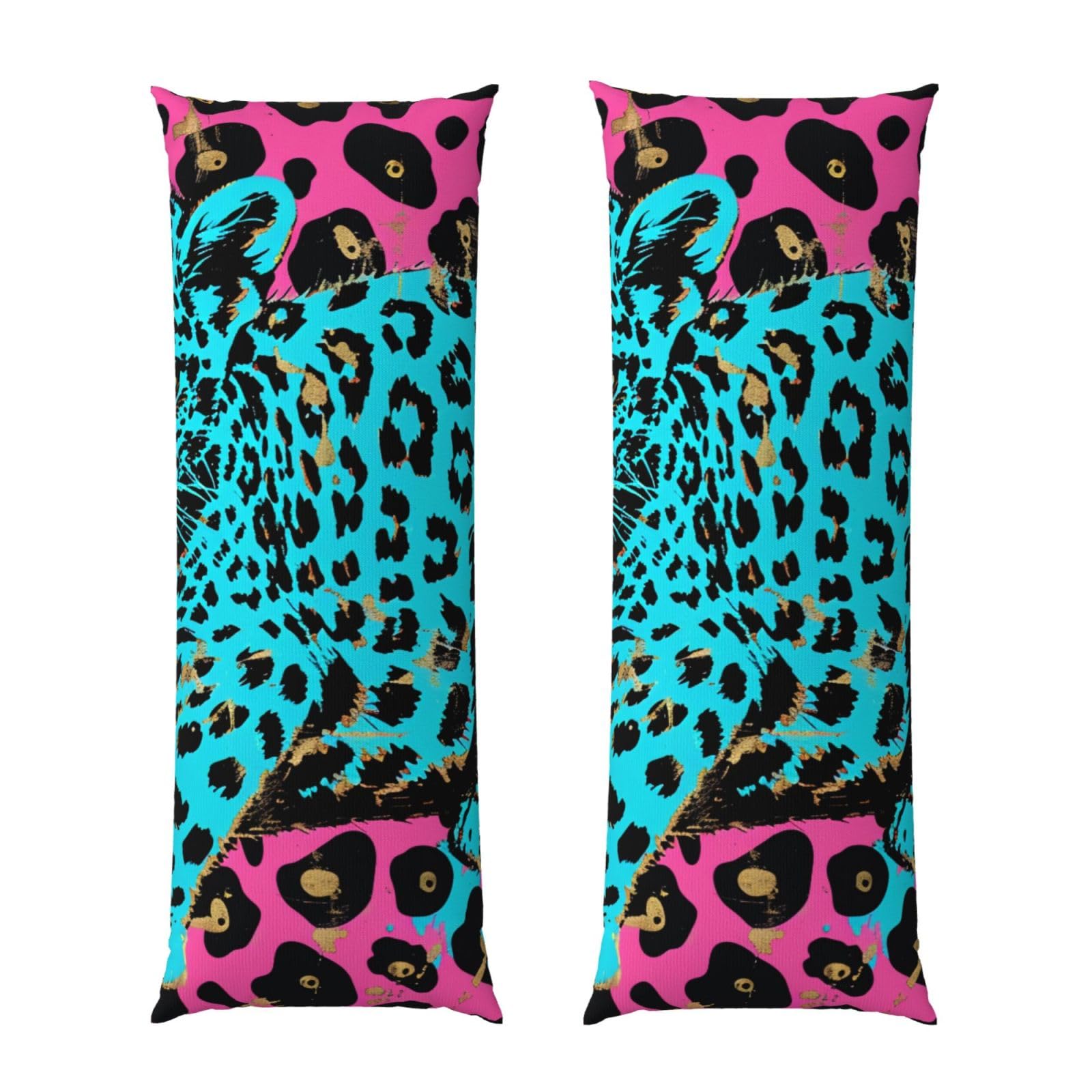 Body Pillow Cover 20x54 Inch, Cute Turquoise Leopard Print Long Lumbar Pillow Case with Zipper Long Body Pillowcase Decorative for Bed Sofa Bedroom