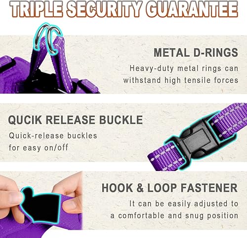 Miniatura 8 de Arnés para perro, arnés reflectante ajustable para cachorros, sin tirones, transpirable, suave para perros pequeños y medianos, gatos