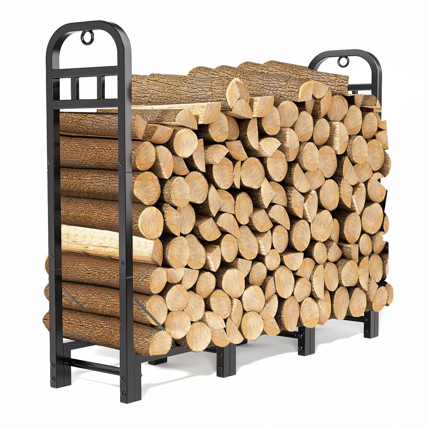 Habit Garden 4ft Firewood Rack Outdoor, Heavy Duty Steel Log Rack ...
