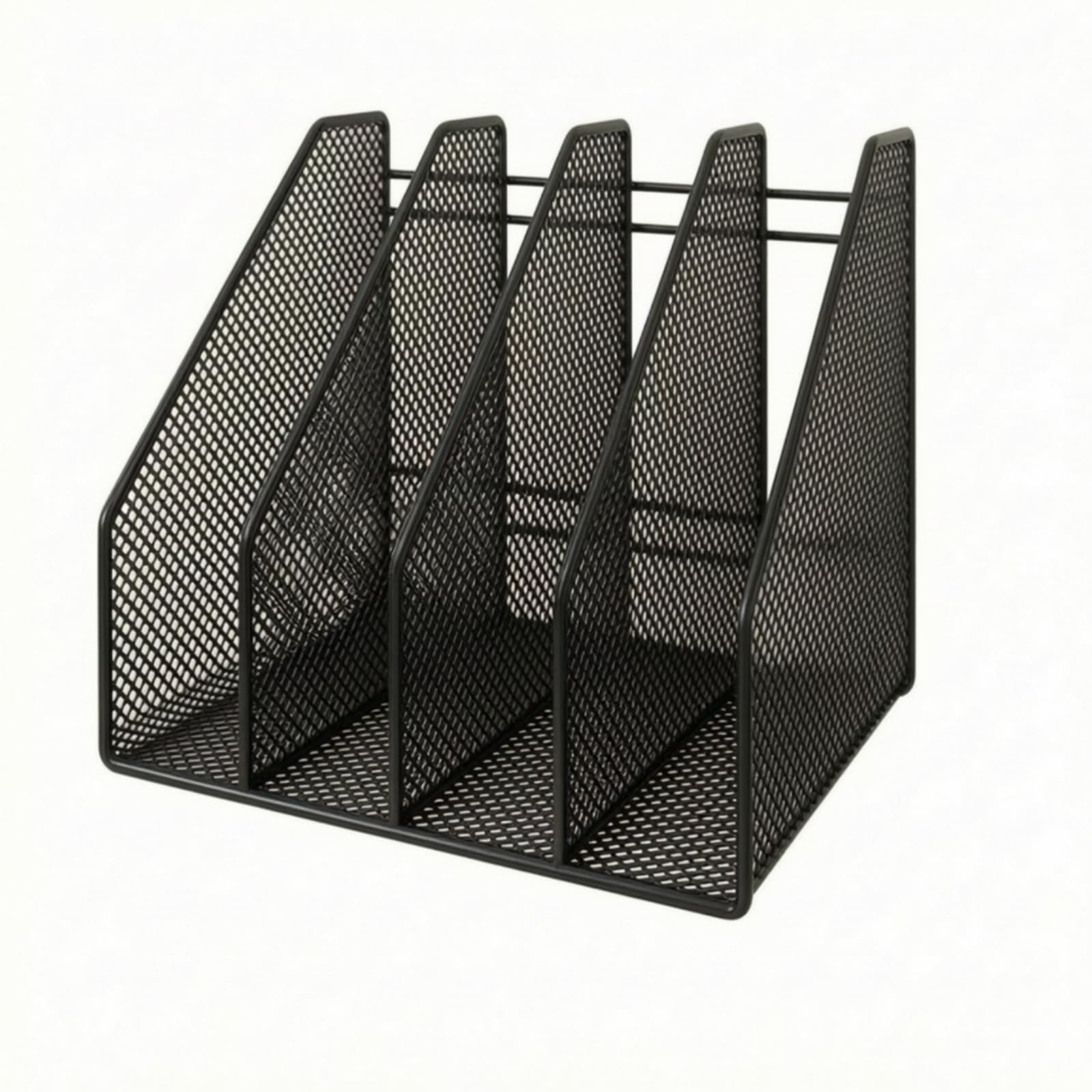 Amagogo Desktop Organizer Portadocumenti Portariviste Portacartelle Portaquaderni in Metallo a 6 Scomparti con Struttura a Rete Antiscivolo Compatto per, Nero, style to 3