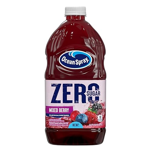 Ocean Spray ZERO Sugar - Bebida de jugo de bayas mixtas, bebida de jugo de arándano endulzado con stevia, botella de 64 onzas líquidas