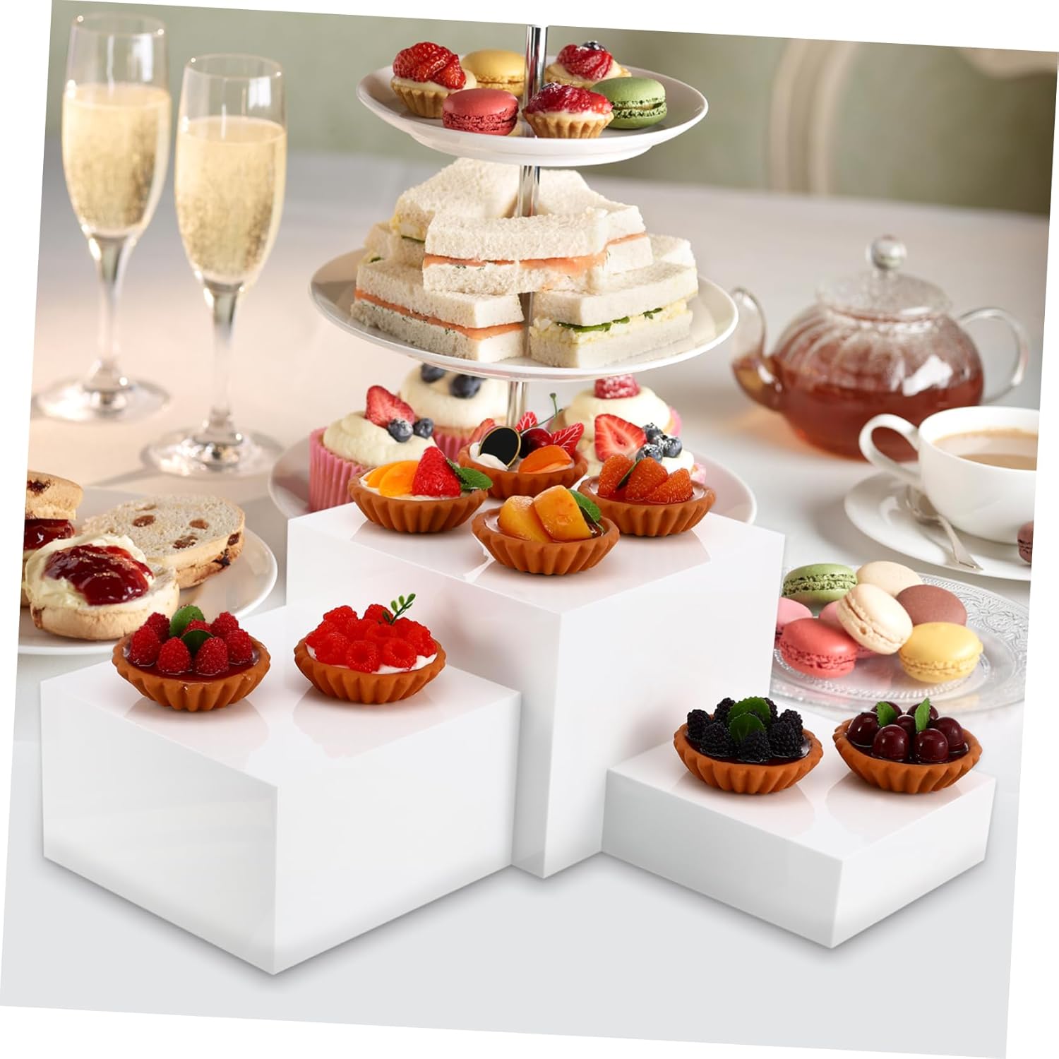 Cabilock 1Set Food Risers Buffet Display Stands for Desserts Cupcakes Appetizers Versatile Space Saving Cake Display Rack for Parties Weddings Events