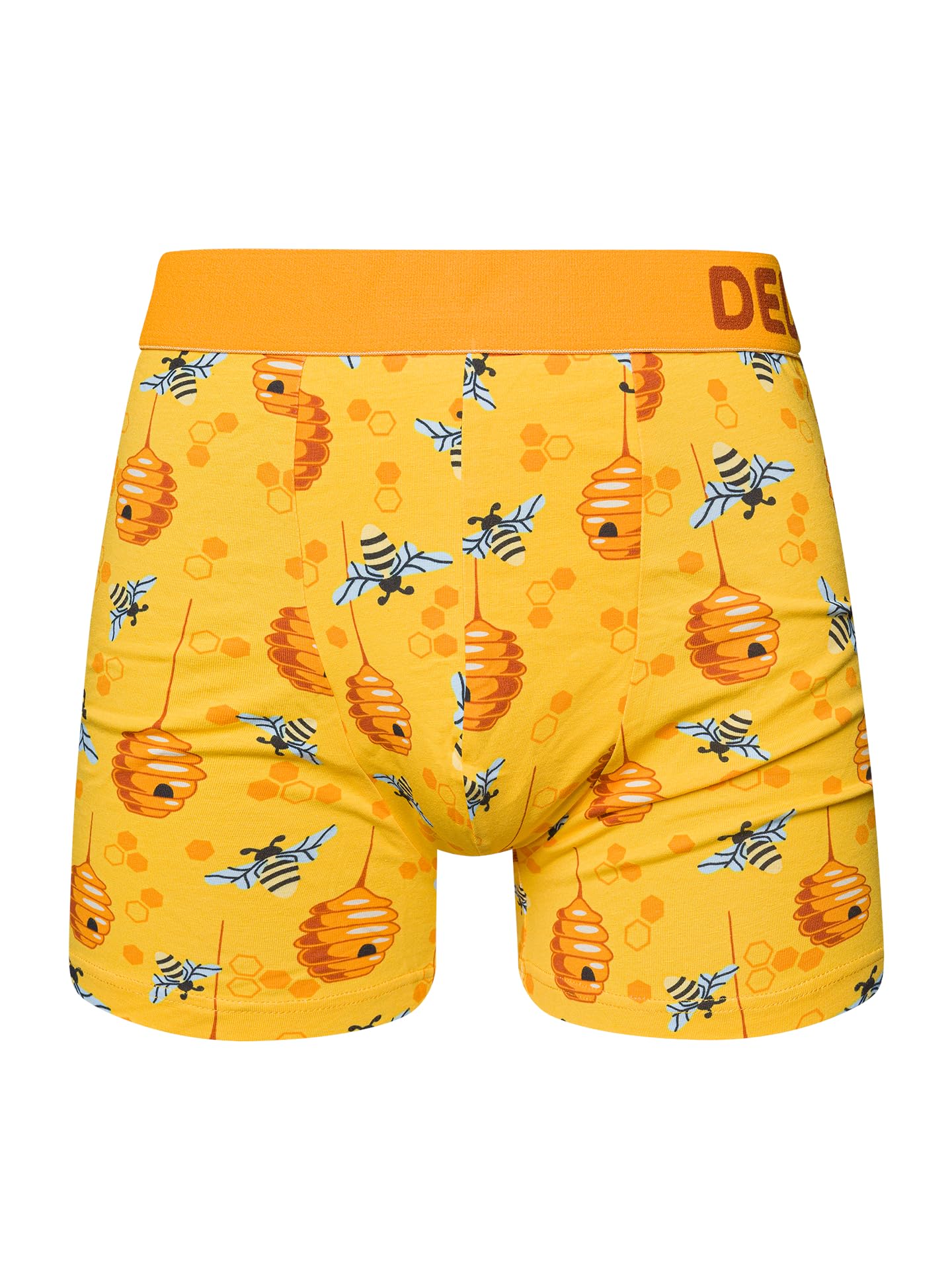 Dedoles Boxershorts Herren Unterwäsche Trunks Baumwolle lustige Designs Dinosaurier Hamster Spiele Maulwurf Geschenk, Farbe: Orange, Motiv: Fleißige Bienen Unterhose, Gr. XXL