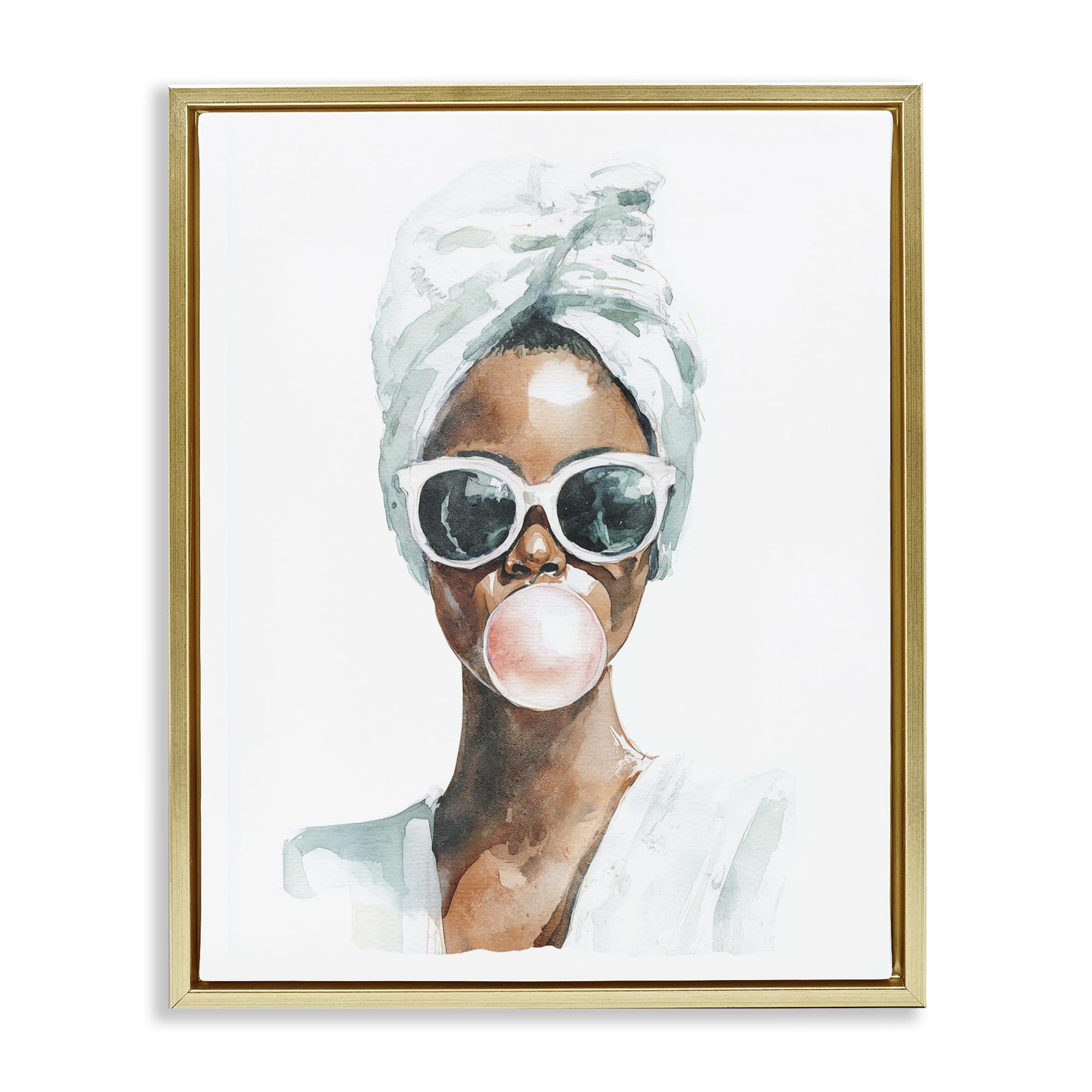 Stupell Industries Women's Bubble Reverie Glam Portrait 'Bubble Reverie '| Floating Frame Canvas Art