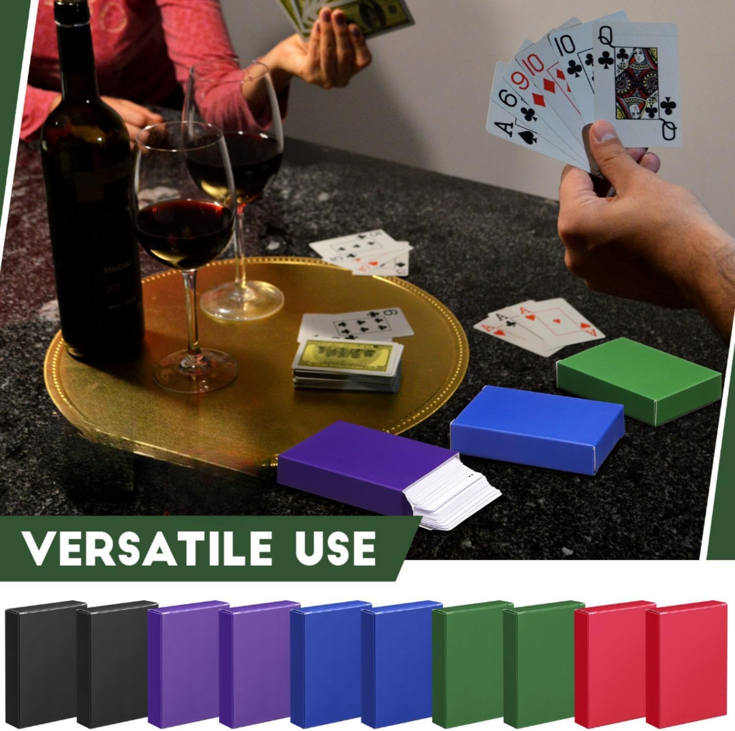 Jexine 50 Pcs Playing Card Box Empty Case Card Holder Bulk,Deep Color image 3