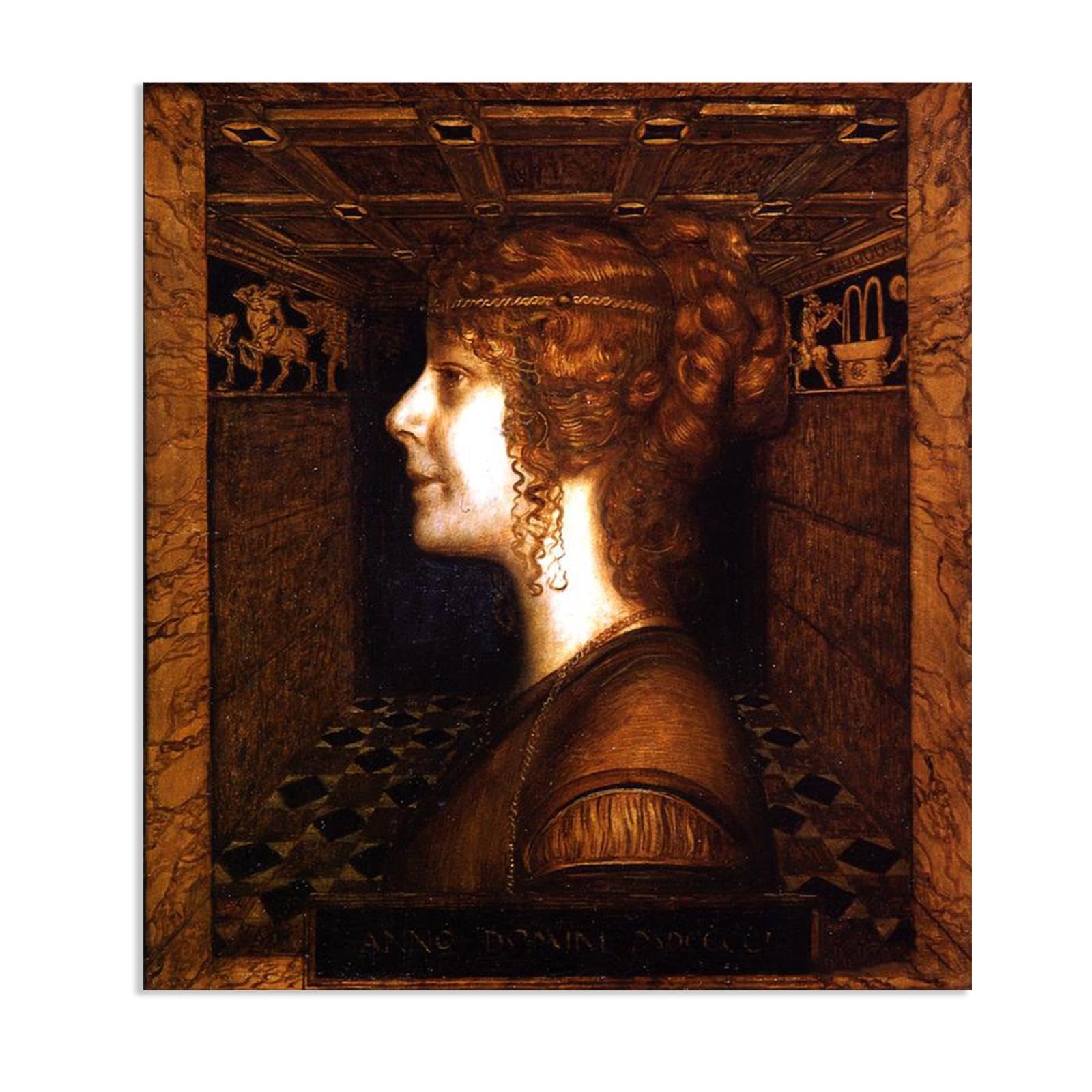 Hau3sh3a Franz von Stuck Wall Art Print Florentine Lady Franz Stuck Painting Reproduction Artwork Abstract Classic Wall Decor for Living Room Bathroom Office 90x70cm(36x28in) Frameless