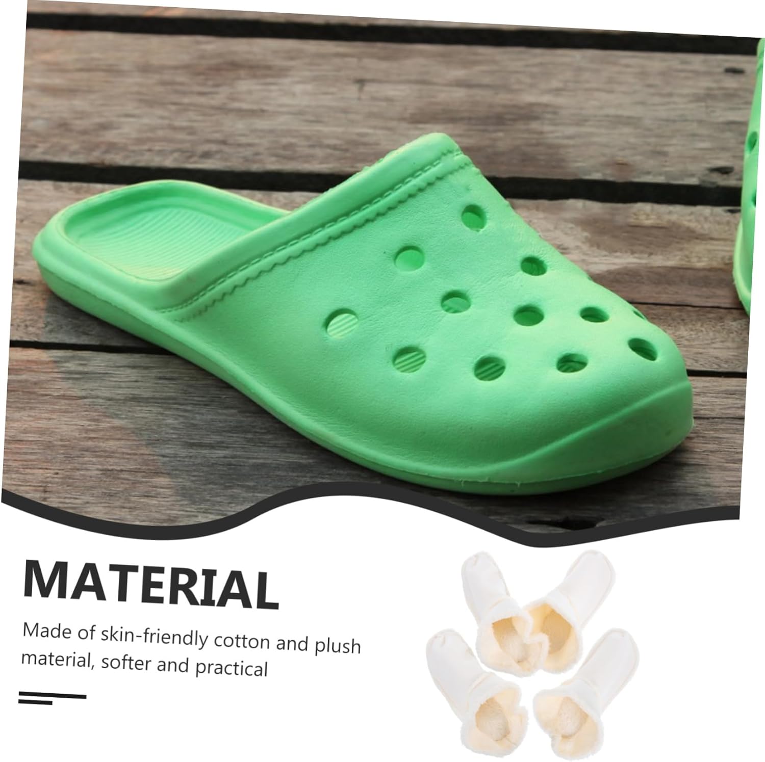 FRCOLOR 2 Pairs Warm Plush Lining for Clogs Soft Cotton Slip Shoe Inserts Winter Footwear Accessory for Hiking Camping Outdoor Use