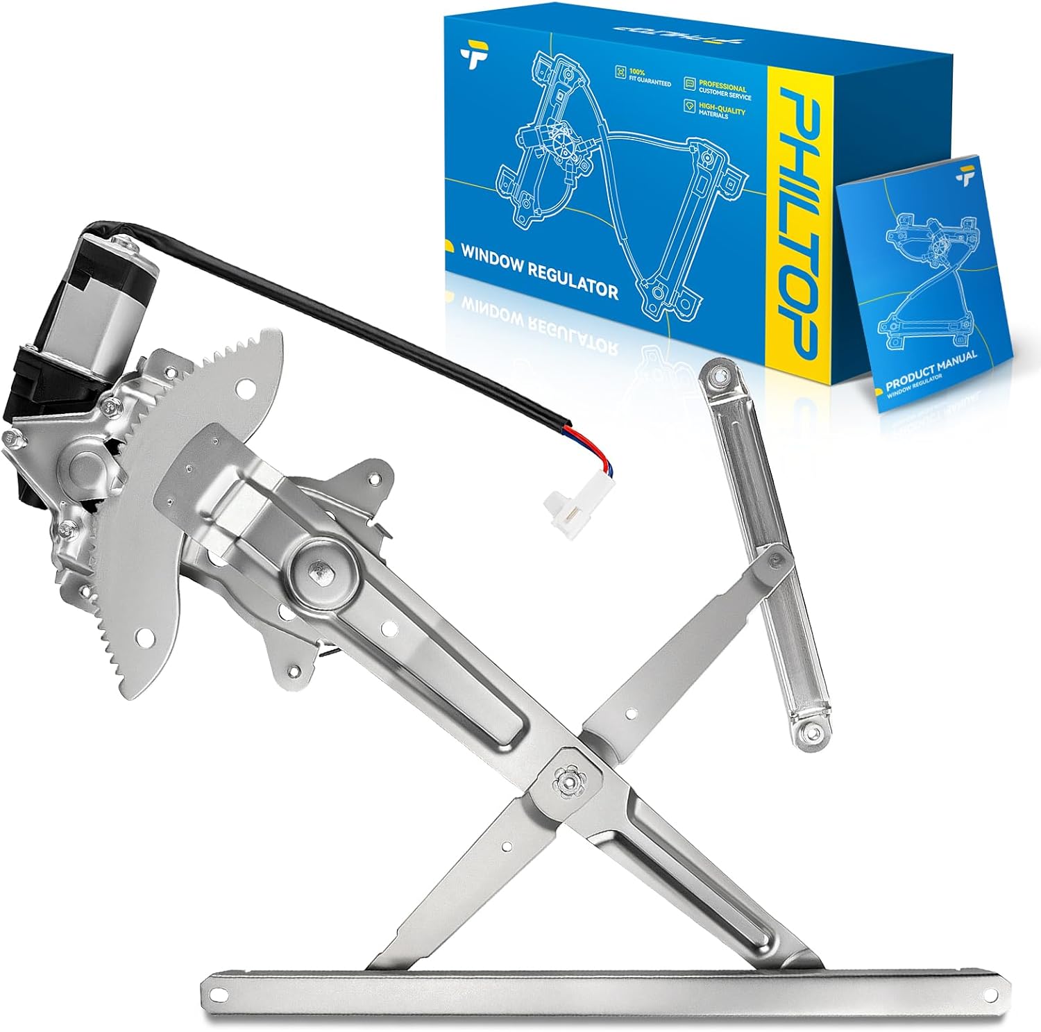 PHILTOP Front Left Drive Side Power Window Regulator with Motor Compatible with 2000-2006 Toyota Tundra Replaces# 748-502