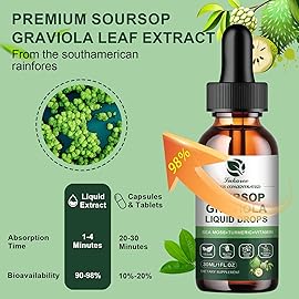 (2 Pack) Soursop Graviola Leaf Extract Liquid Drop Plus Pure Botanical Sea Moss for Cell Support & Regeneration, Immunity, Liver, Gut & Antioxidant - Soursop Bitters Liquid, Natural Flavor, 1 Fl Oz