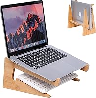 Vista 1 de Soporte de Madera para Laptop Vertical para Laptops de 13-18.6 pulgadas, Soporte de Bambú para Escritorio, Soporte para Laptop Compatible