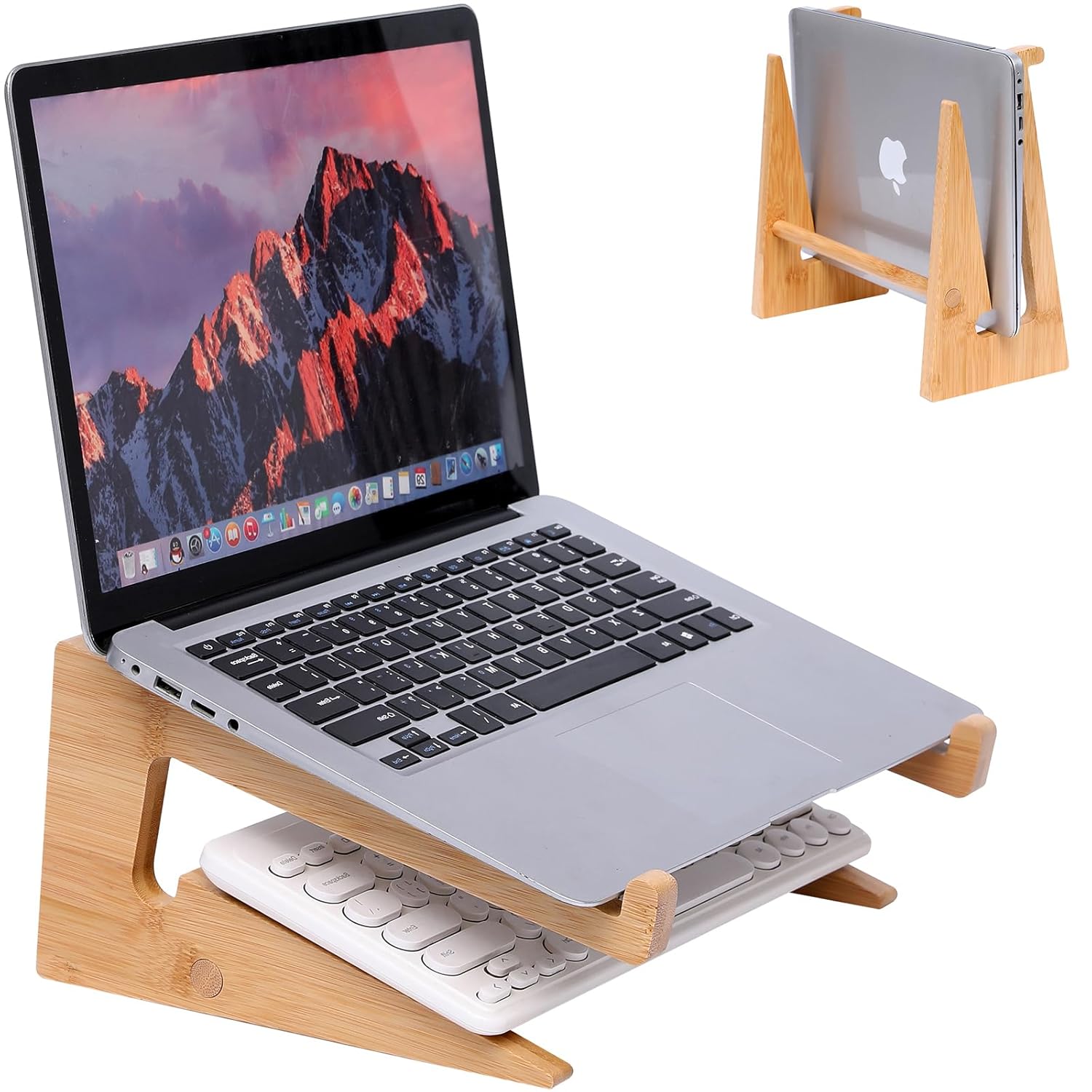 Wooden Laptop Stand Vertical Laptop for 13-18 6in Bamboo Stand for Desk Laptop Stand Compatible with MacBook Air
