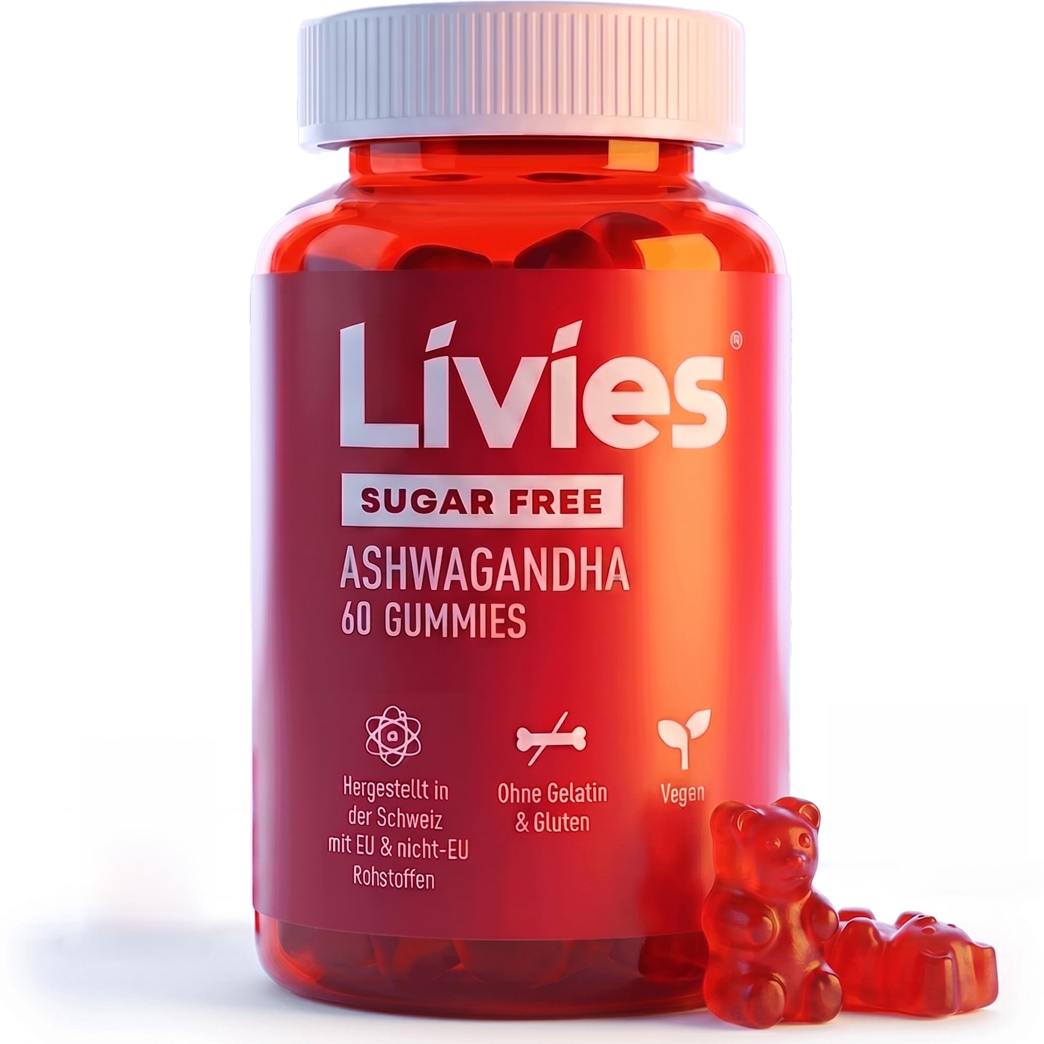 Ashwagandha Gummies 300mg, mit Vitamin B6 & B12, enthält 5% Withanolide, Vegan, Halal, Zuckerfrei, Ohne Gelatine & Gluten, 60 Gummies, Hergestellt in der Schweiz, Laborgeprüft (6)