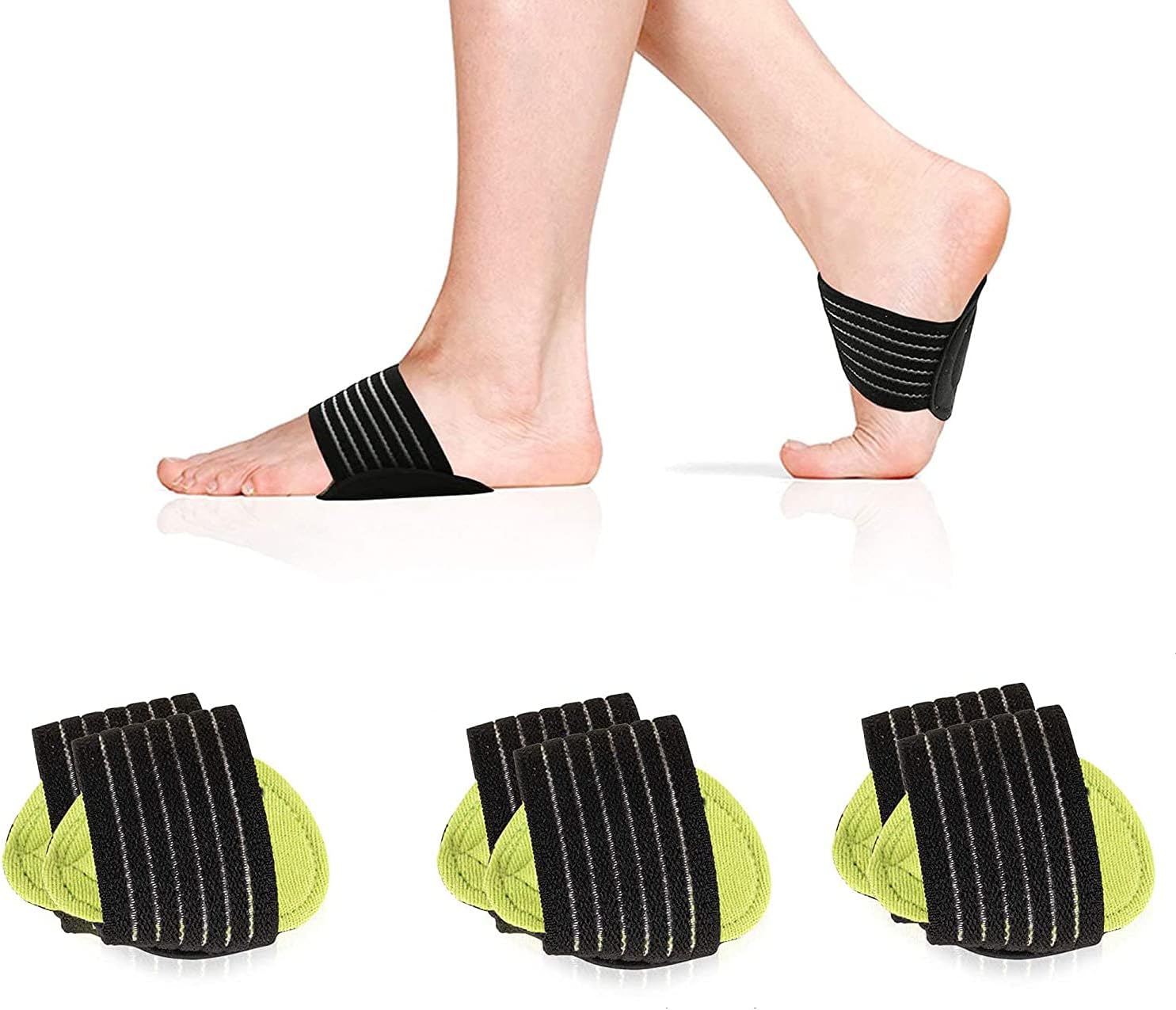 Wawasia 3 Pairs of Foot Pads, Sole Support Pads, Thickened High Elastic Sponge, Breathable and Comfortable, Universal Size
